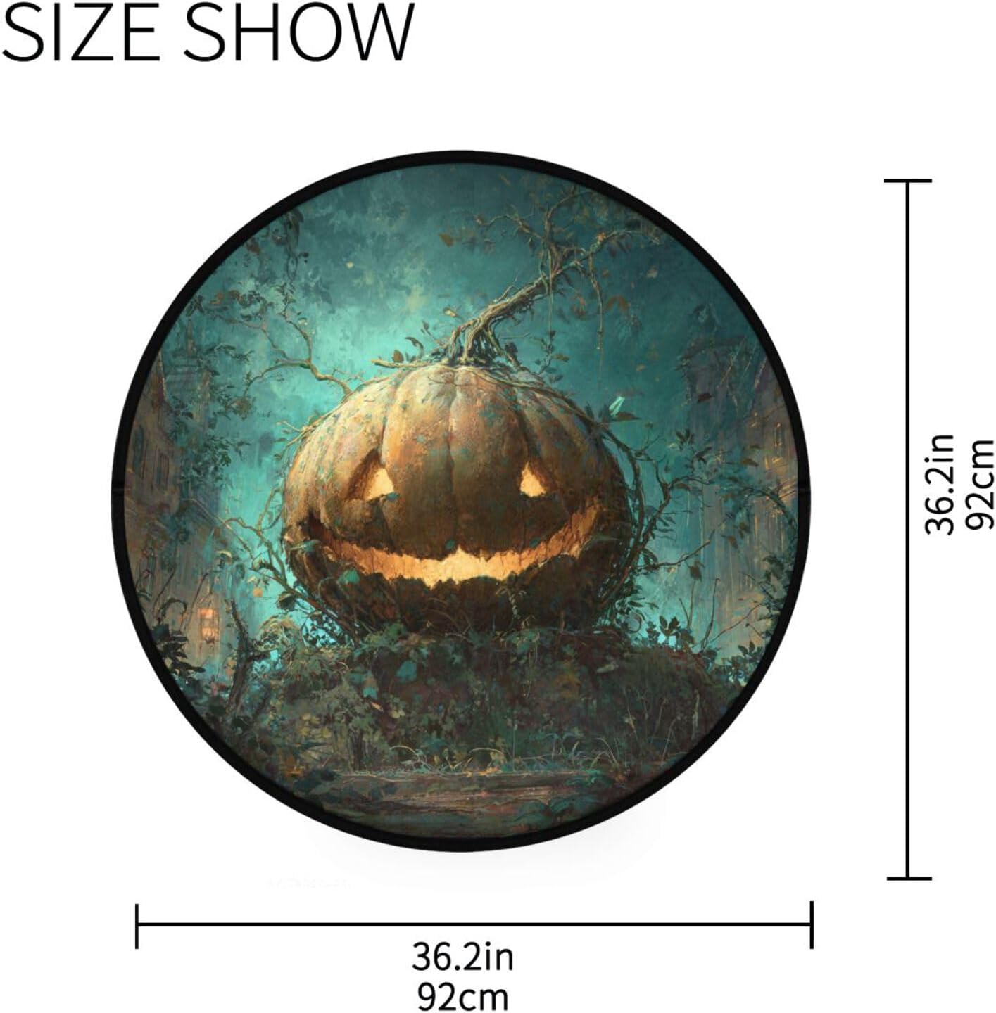 ALAZA Halloween Night Pumpkins Round Floor Mat Non-Slip Absorbent Floor Mat for Living Room Bedroom Study Room,36.2 inch Diameter - Image 3