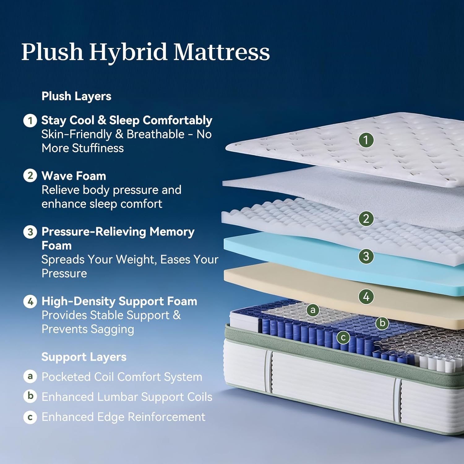 Queen Mattress,12 Inch Queen Size Mattress in a Box,Medium Firm,Memory Foam Hybrid Mattress,with Individual Pocket Spring for Motion Isolation & Silent Sleep & Pressure Relief, CertiPUR-US Certified - Image 3