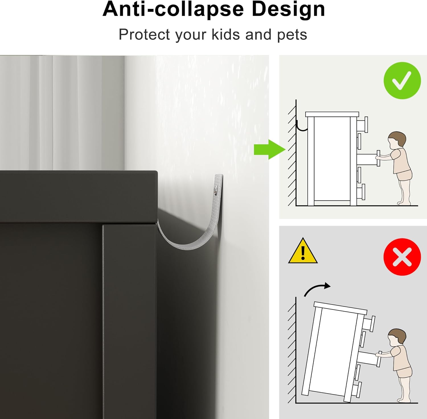 Fluted 7 Drawers Dresser for Bedroom, Modern Chest of Drawers with Metal Handle, Wood Dresser TV Stand, Wooden Closet Clothes Storage Organizer for Living Room, Hallway (Black) - Image 6