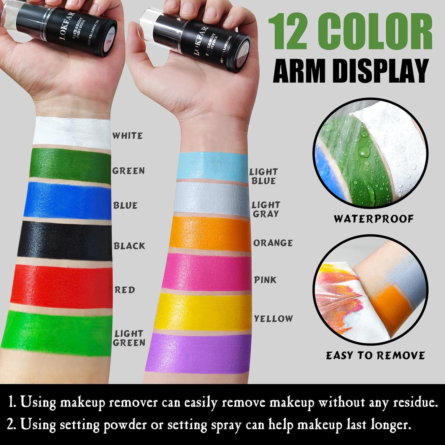 White Face Body Paint Stick, Eye Black Stick for Sports, Waterproof Full-Coverage White Foundation Face Makeup for Halloween Zombie Clown Vampire Skeleton Skull Joker Goth Cosplay Makeup - Image 7