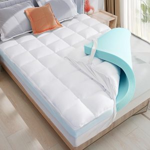 WhatsBedding Queen Size Dual Layer 4 Inch Memory Foam Mattress Topper,2 Inch Gel Memory Foam and 2 Inch Pillow Top Mattress Pad Cover