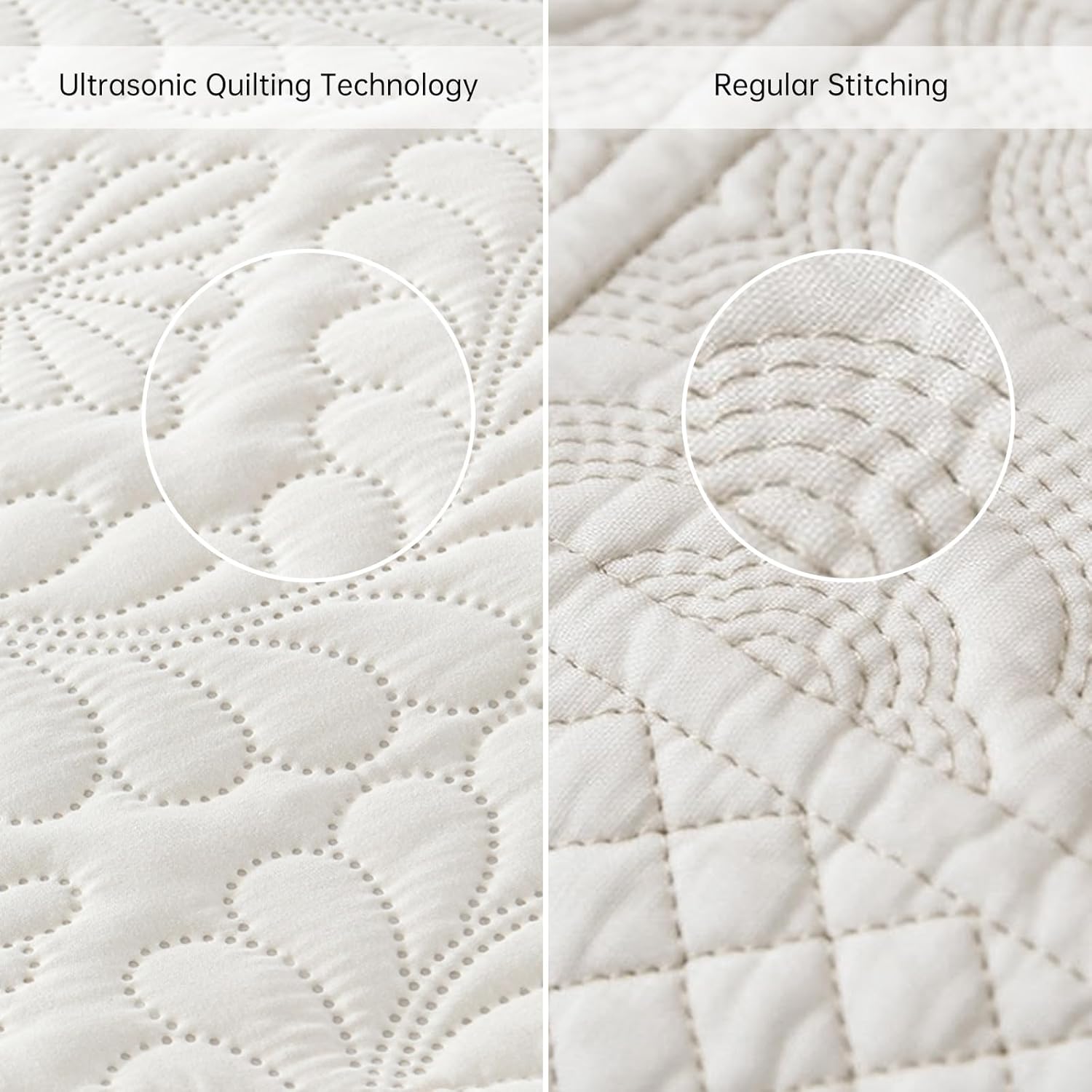 DJY Queen Quilt Bedding Set Size, Beige Ruffled Lightweight Soft Bedspreads Queen Size Coverlet, Basket Weave Quilted Blanket Thin Quilt Bed Cover for All Season - 3 Piece (1Quilt, 2 Pillow Shams) - Image 5