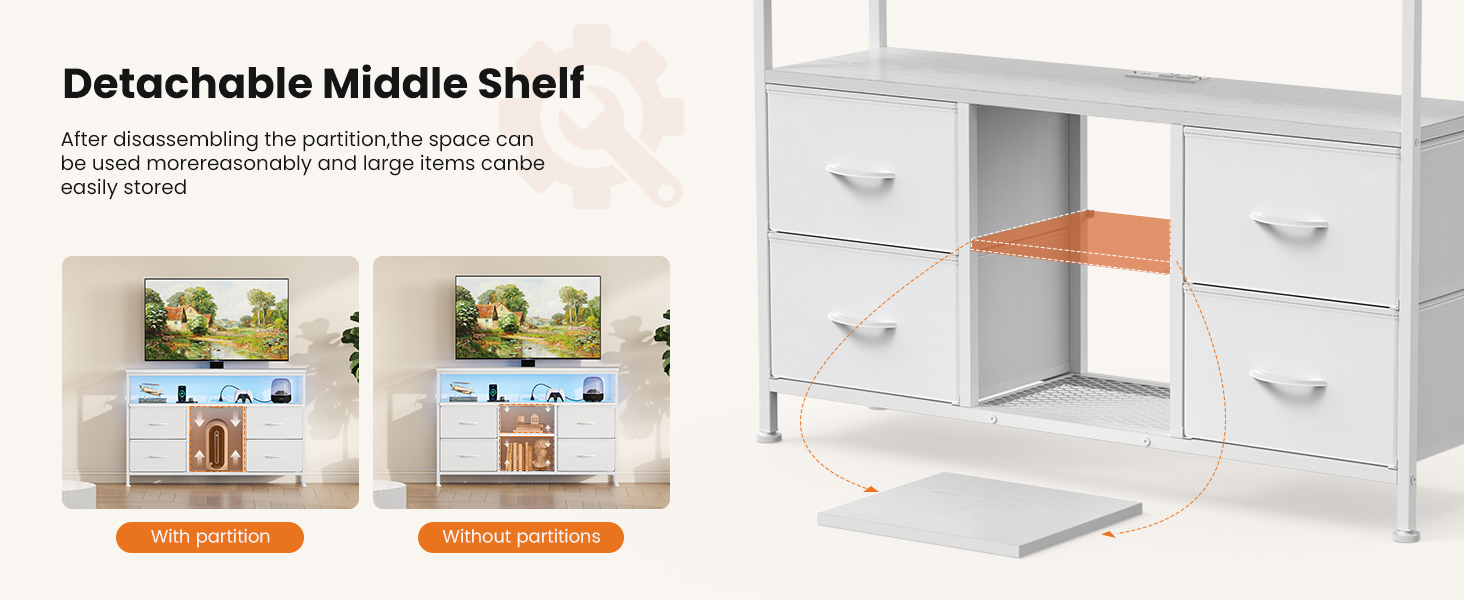 dresser with 4 drawers and open shelf