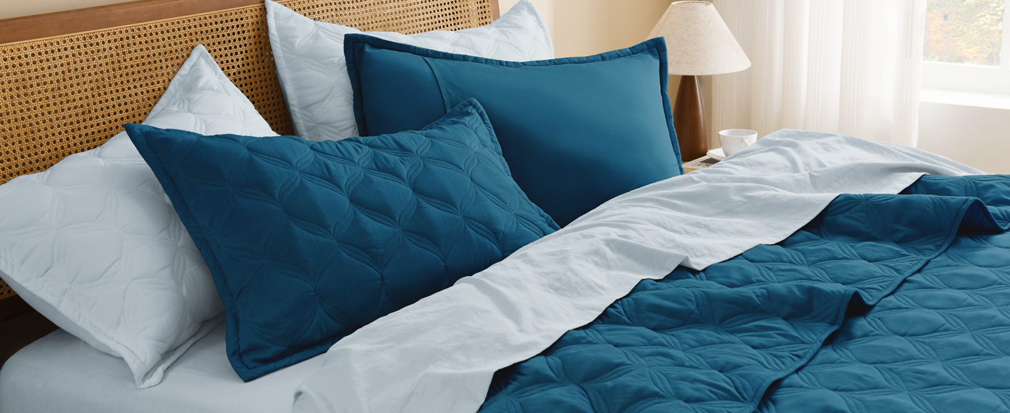 teal blue quilt set