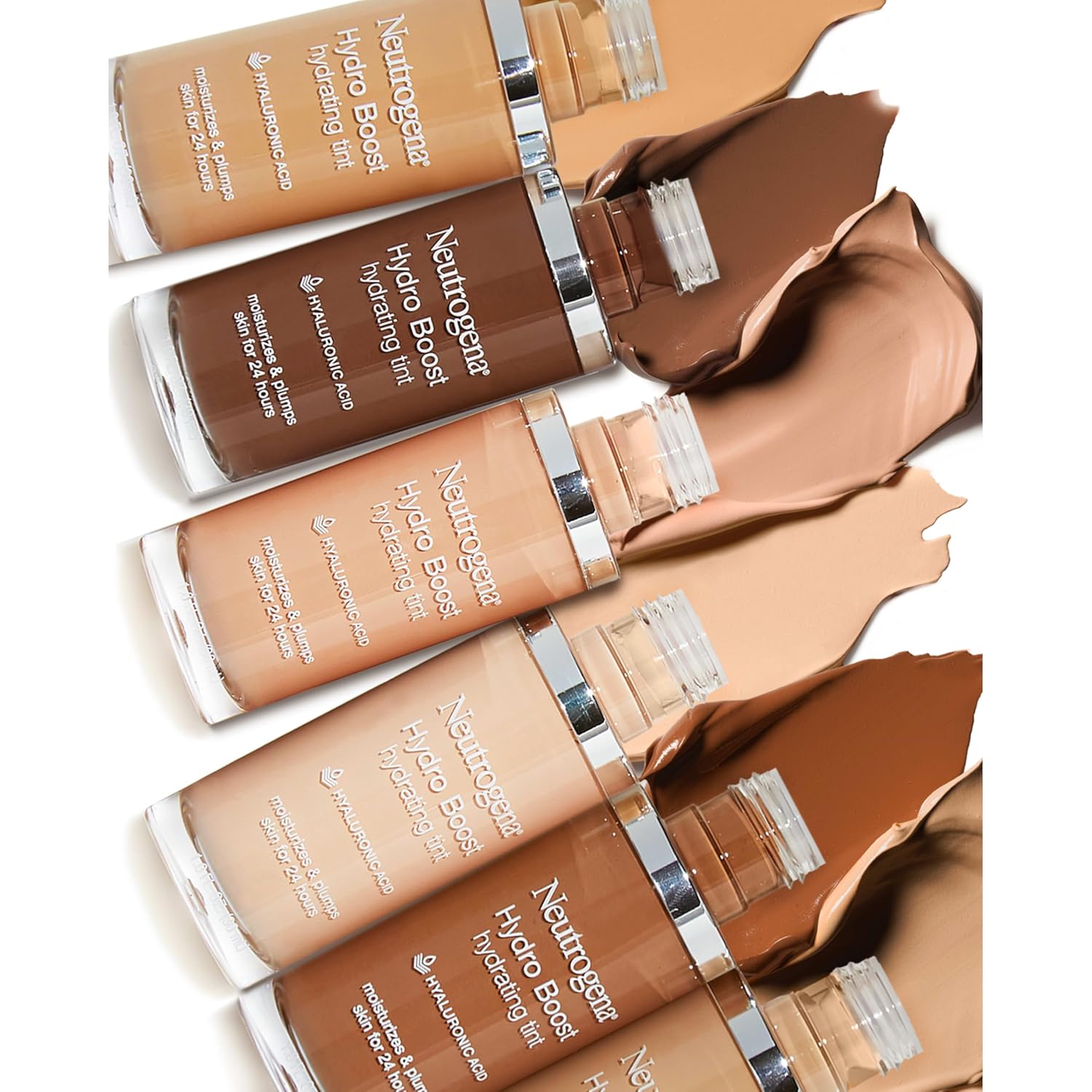 Neutrogena Hydro Boost Hydrating Tint Foundation Makeup for Dry Skin, with Hyaluronic Acid, Lightweight Oil-Free Water Gel, Non-Comedogenic, 40 Nude Color, 1.0 fl. oz - Image 7