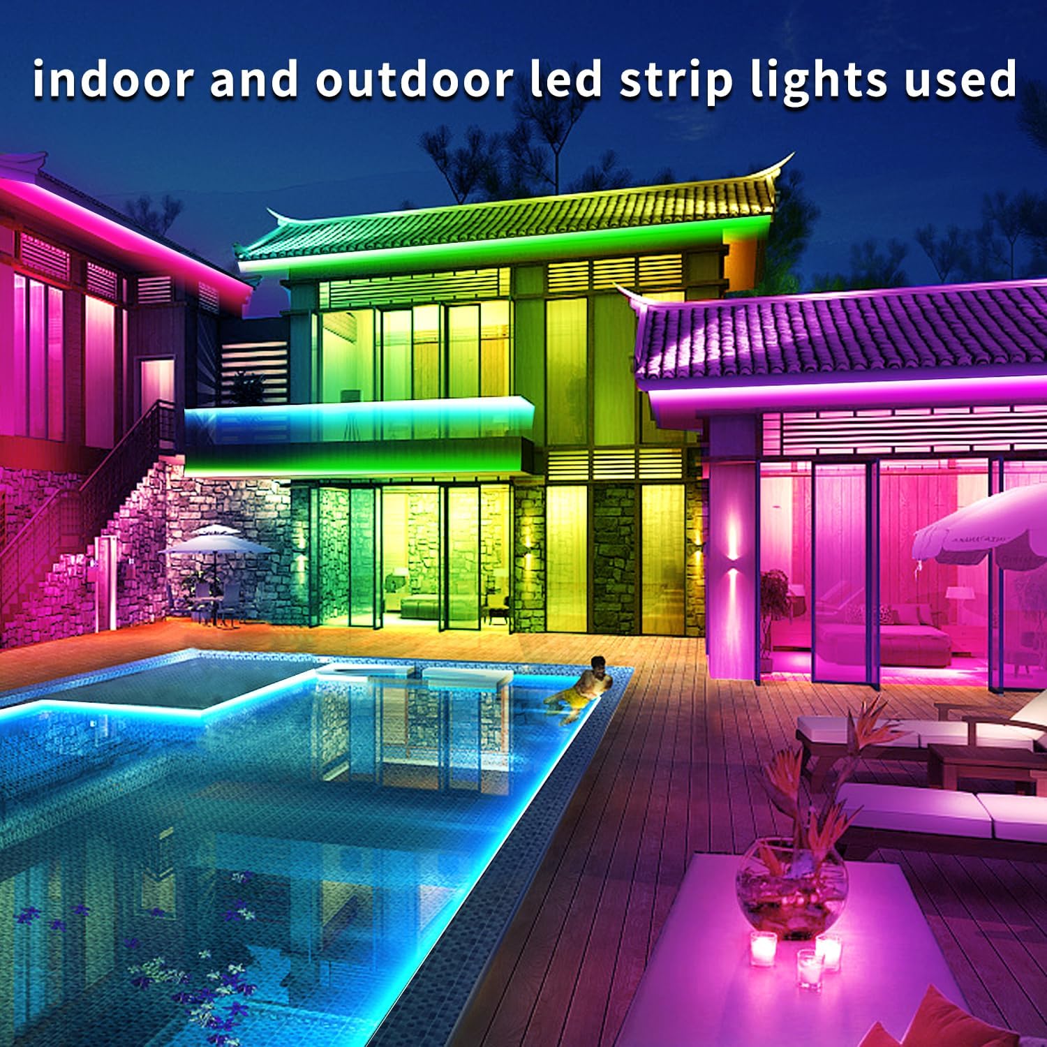 300 ft Outdoor LED Strip Lights Waterproof,IP68 Waterproof LED Light Strips with Remote,App Control Music Sync RGB Outdoor LED Rope Lights,LED Lights for Bedroom,Roof,Deck,(2 Rolls of 150ft) - Image 5
