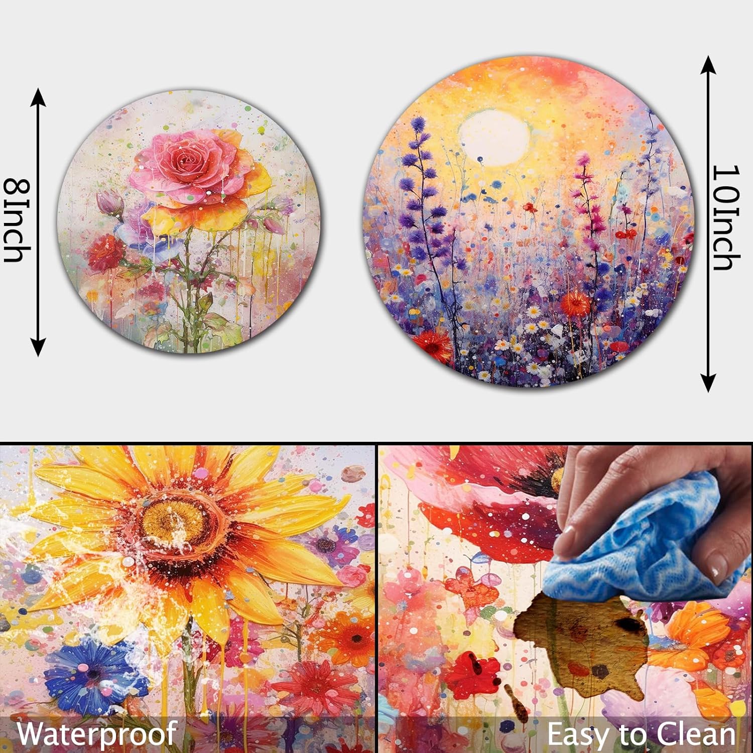 Tucocoo Stove Burner Covers, Abstract Floral Gas Stove Burner Covers Set of 4, 8 Inches and 10 Inches Stove Top Covers for Electric Stove Metal Stove Cover Gas Stove Top Covers, Flowers Kitchen Decor - Image 3