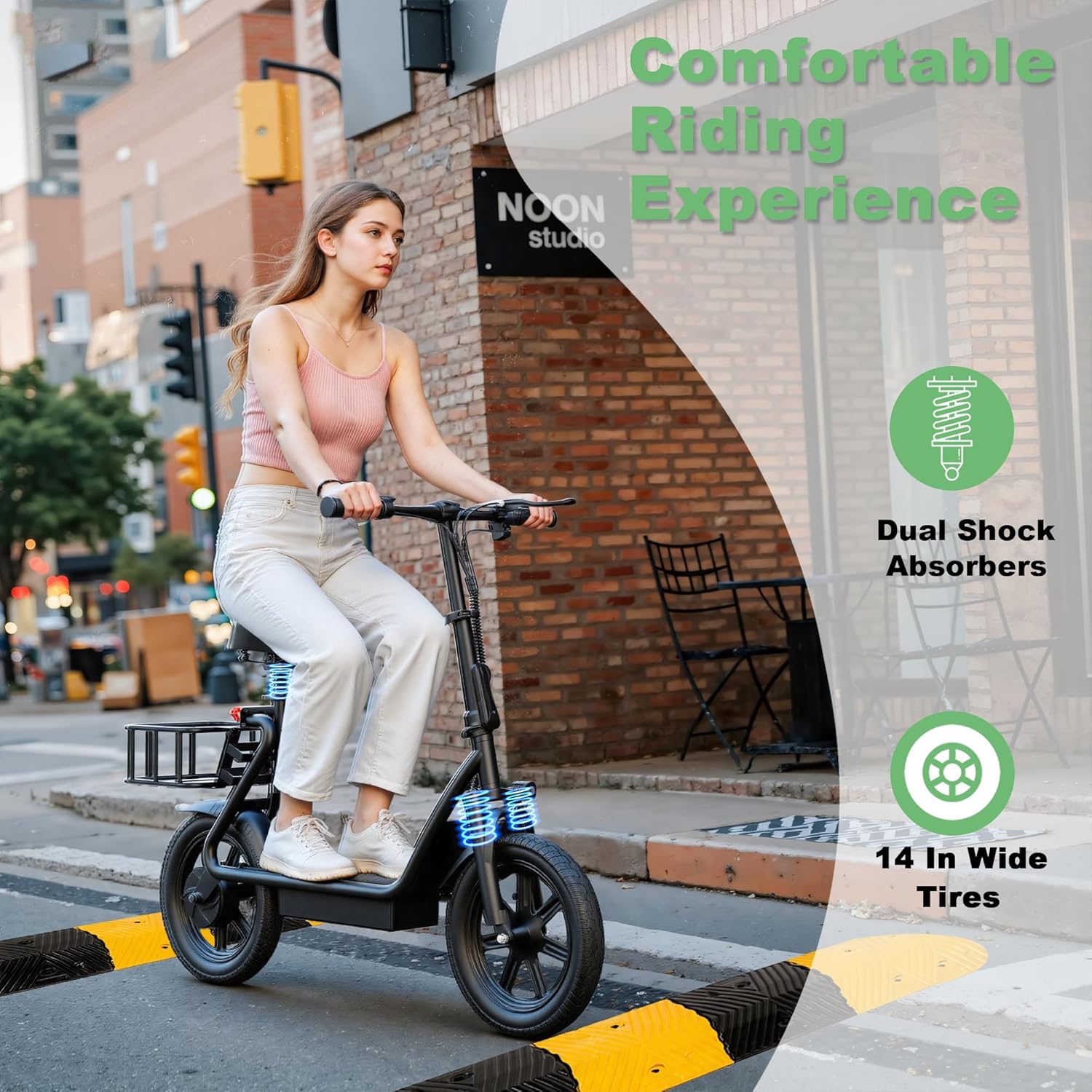 NAVIC Electric Scooter Adults,18/27/49Mile Range,Electric Scooter for Adults,Top Speed 22Mph,350/500W Motor,8.5"/14'' Tires,Foldable e Scooter with Back Basket,APP - Image 3