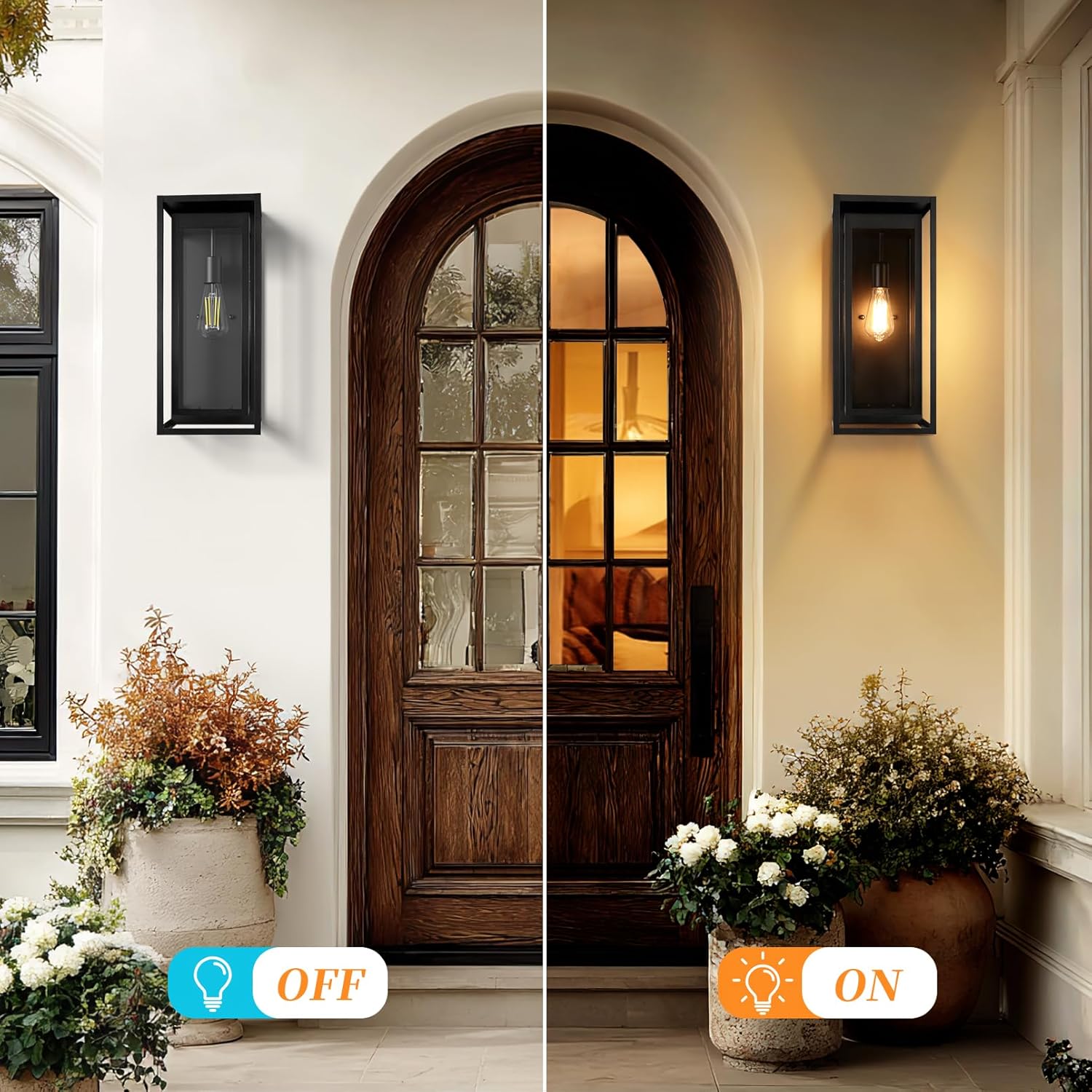 19" Outdoor Wall Lights, 2 Pack Large Size Matte Black Outdoor Sconce Lights with Clear Glass Shade, Waterproof Porch Lighting Exterior Light Fixture for Front Door, Garage - Image 6