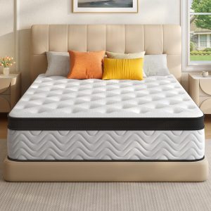 BedsPick Queen Mattress, 12 Inch Hybrid Mattress in a Box, Memory Foam and Individual Pocket Springs for Motion Isolation & Silent Sleep, Medium Firm, CertiPUR-US, 100 Nights Trial