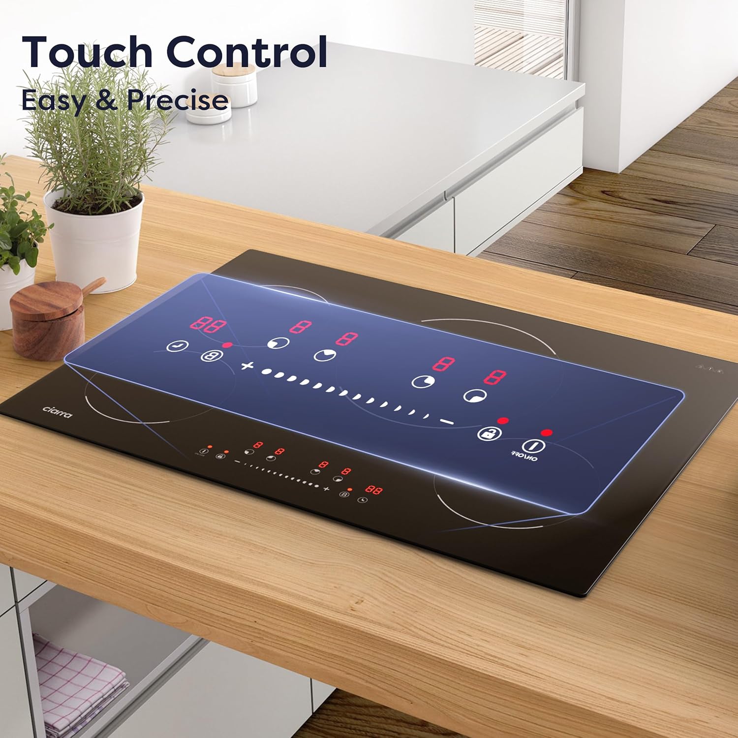 CIARRA 30 inch Induction Cooktop 4 Burners, 8200W Built-in Induction Stovetop with Booster, Timer & Safety Lock - Image 7