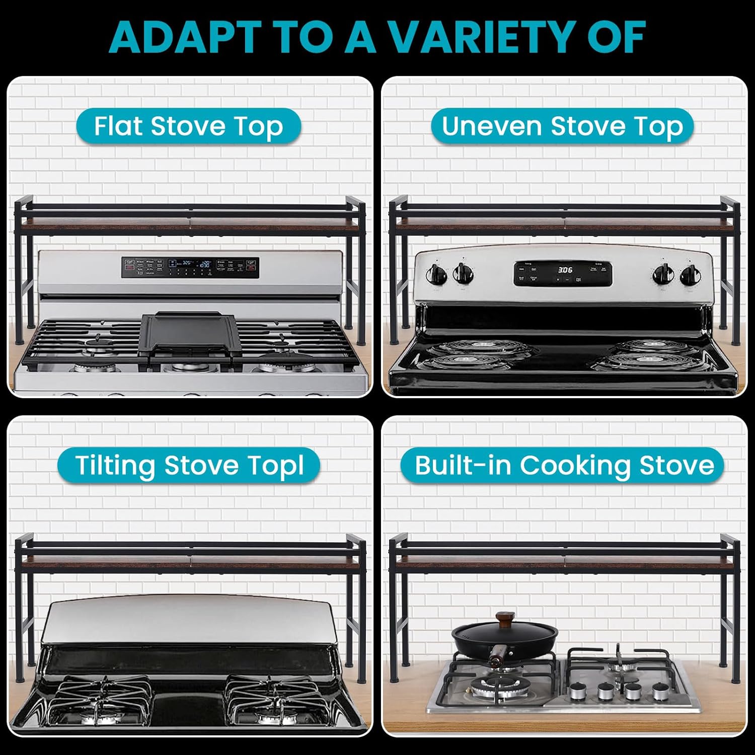 Spice Rack Shelf for Kitchen Stove,Stove Top Shelf with 4 hooks Extra Storage Countertop, Seasoning Organizer,Kitchen Organizers and Storage - Image 4