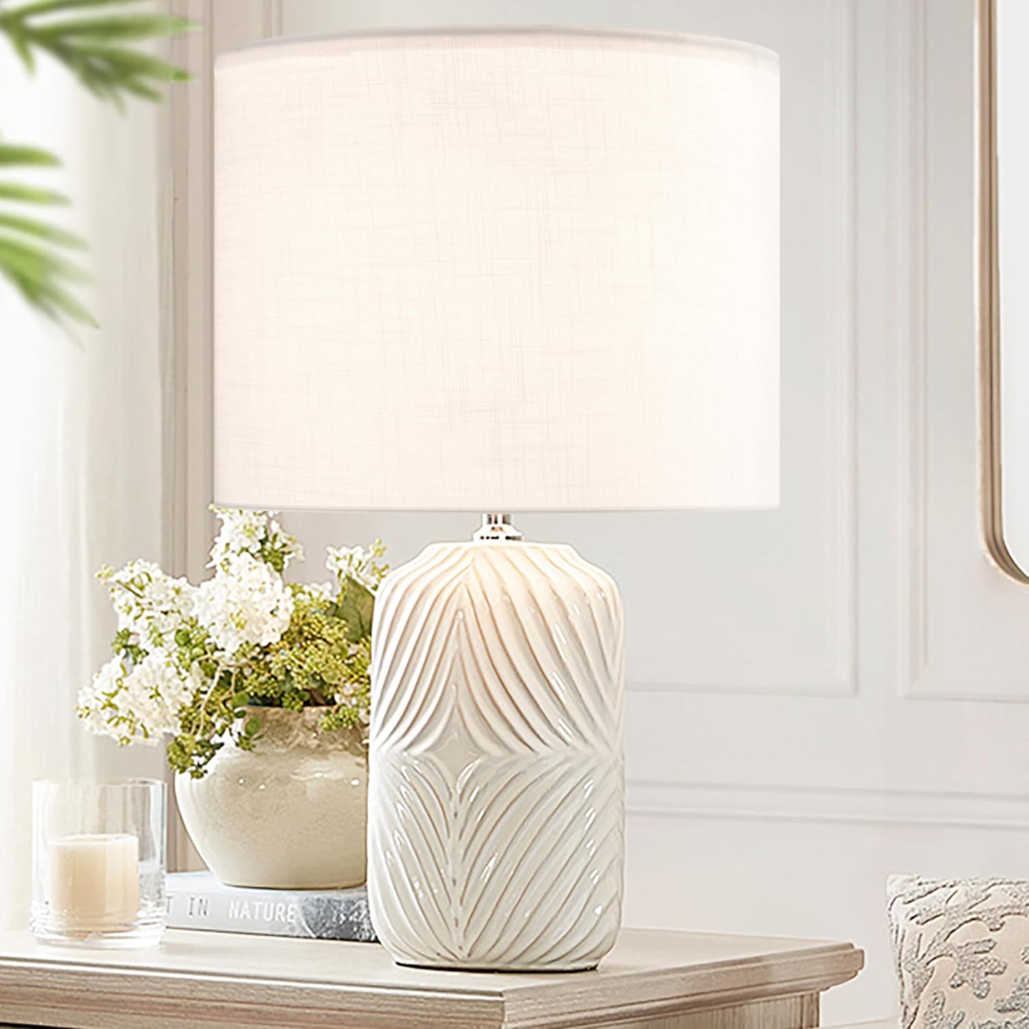 Set of 2 Pure White Linen Drum Lamp Shade 13" Top x 13" Bottom x 10" High (Spider) Contemporary Lamp Shades for Table Lamps & Bedside Lamps Replacement Lampshade In Hand Crafted-By PIKOPIKO - Image 6