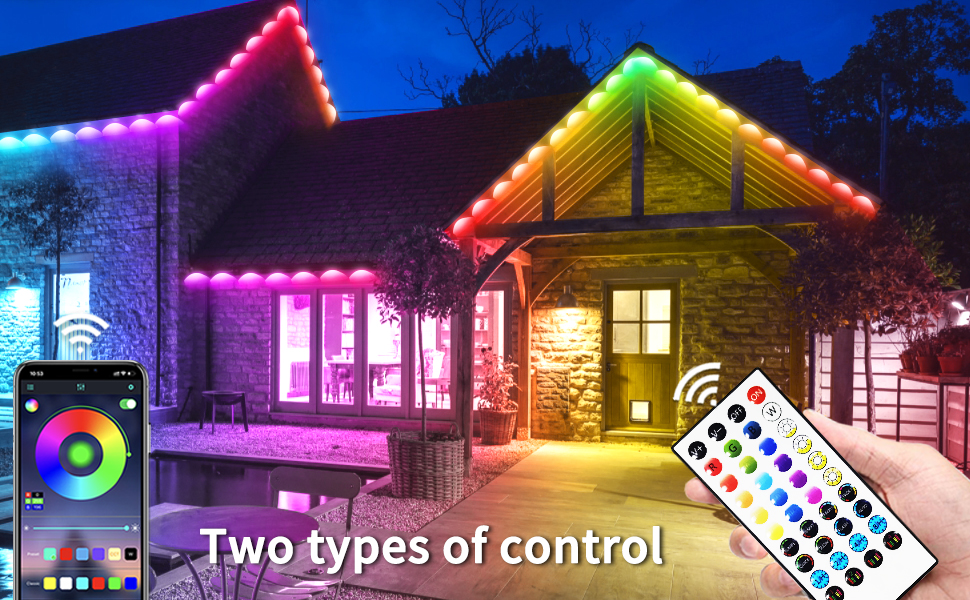 Yocrostar 100ft RGB Eaves Lights Two control methods