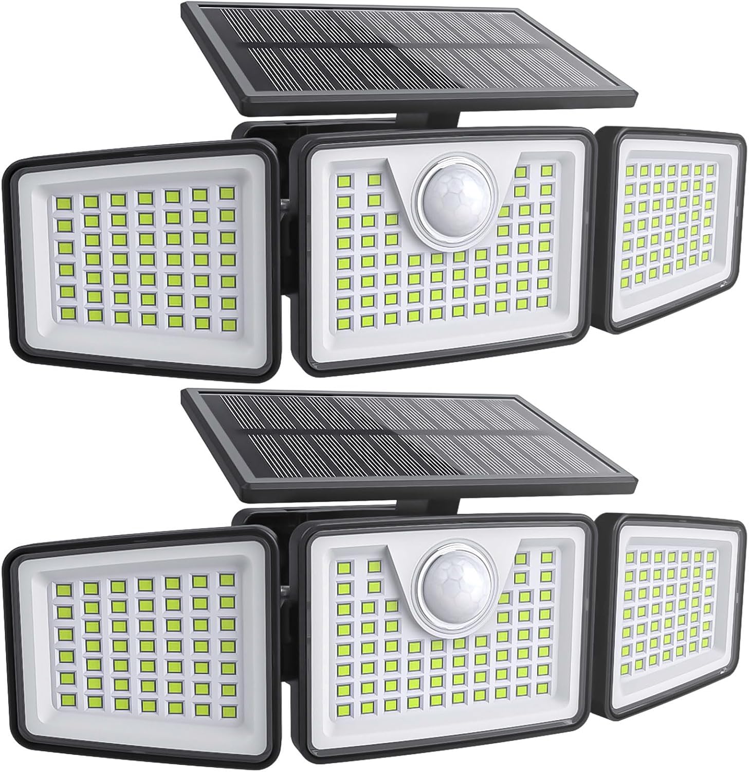 2500LM Solar Lights Outdoor with Motion Sensor,3 Head 270° Wide Angle Street Area Lights,IP65 Waterproof Security Lighting with 3 Modes(Remote,2 Pcs)