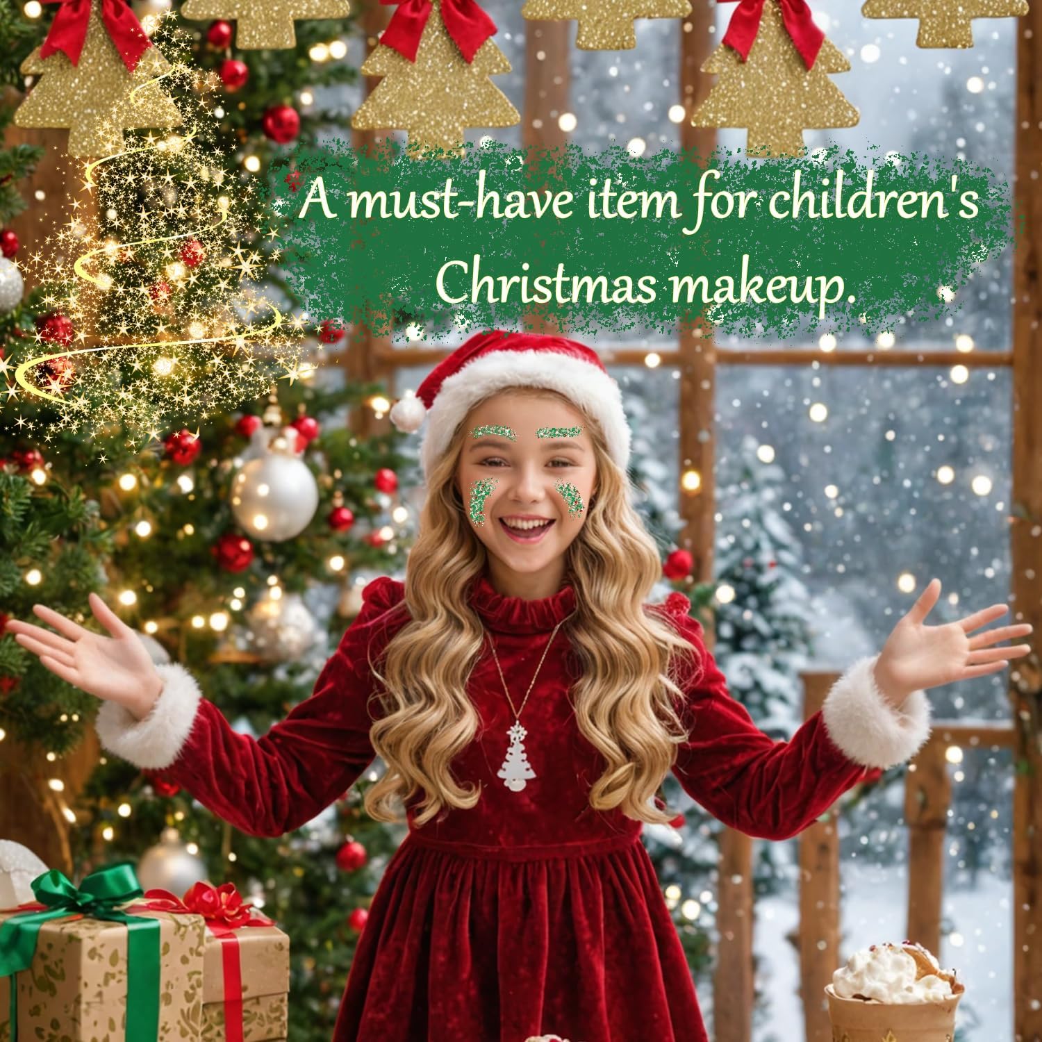 Christmas Body Glitter Stick, Red Green and White Face Glitter Accessories, Waterproof Face Hair Glitter Makeup, Christmas Glitter Makeup for Kids and Women - Image 6