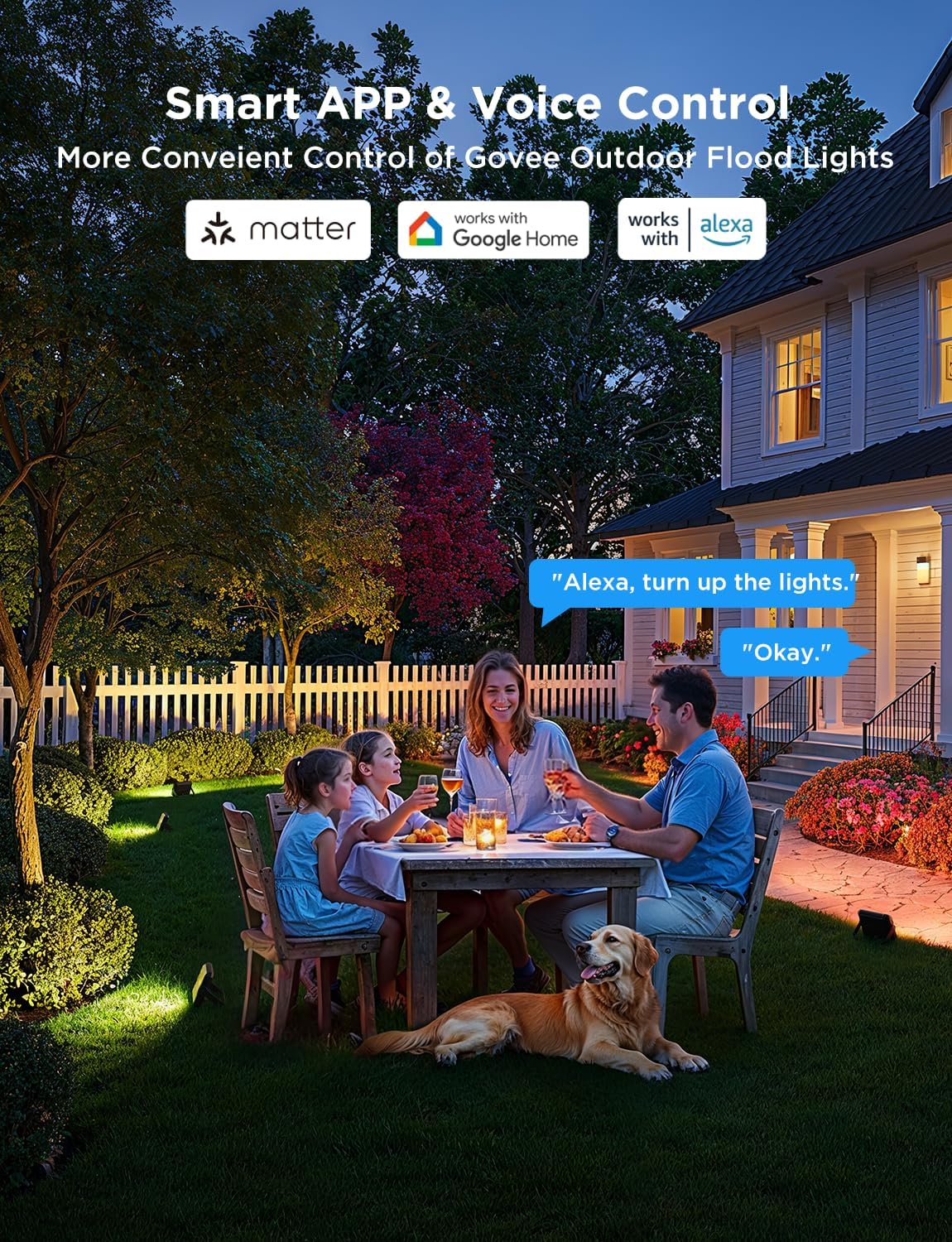 Govee Outdoor Flood Lights 2, RGBIC Warm Cold White LED Lights for Outdoor Decorations, 50 Scene Modes, Landscape Lighting, Upgrated IP66 with App Control, Wired 6 Pack - Image 6