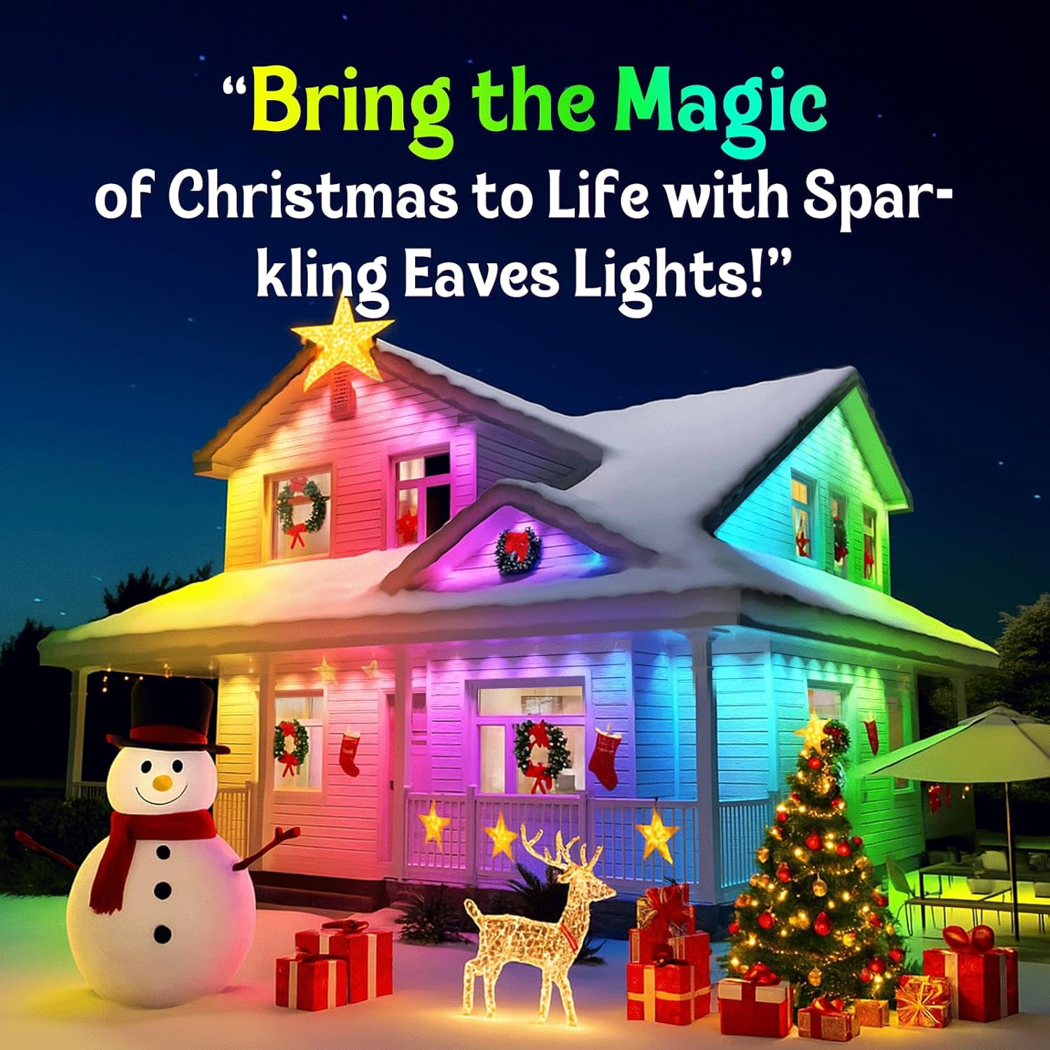 ISOPHO Permanent Outdoor Lights, Smart RGB String Lights with 75 Scene Modes, 100ft Eaves LED Light, Waterproof IP67, Applicable to All Holidays, Parties, Halloween, Christmas, App & Remote Control - Image 6