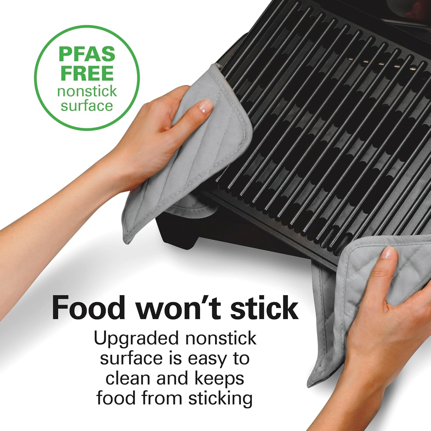 Hamilton Beach Electric Indoor Searing Grill with Viewing Window & Adjustable Temperature Control to 450F, 118 sq. in. Surface Serves 6, PFAS-Free Removable Nonstick Grate, Stainless Steel - Image 4