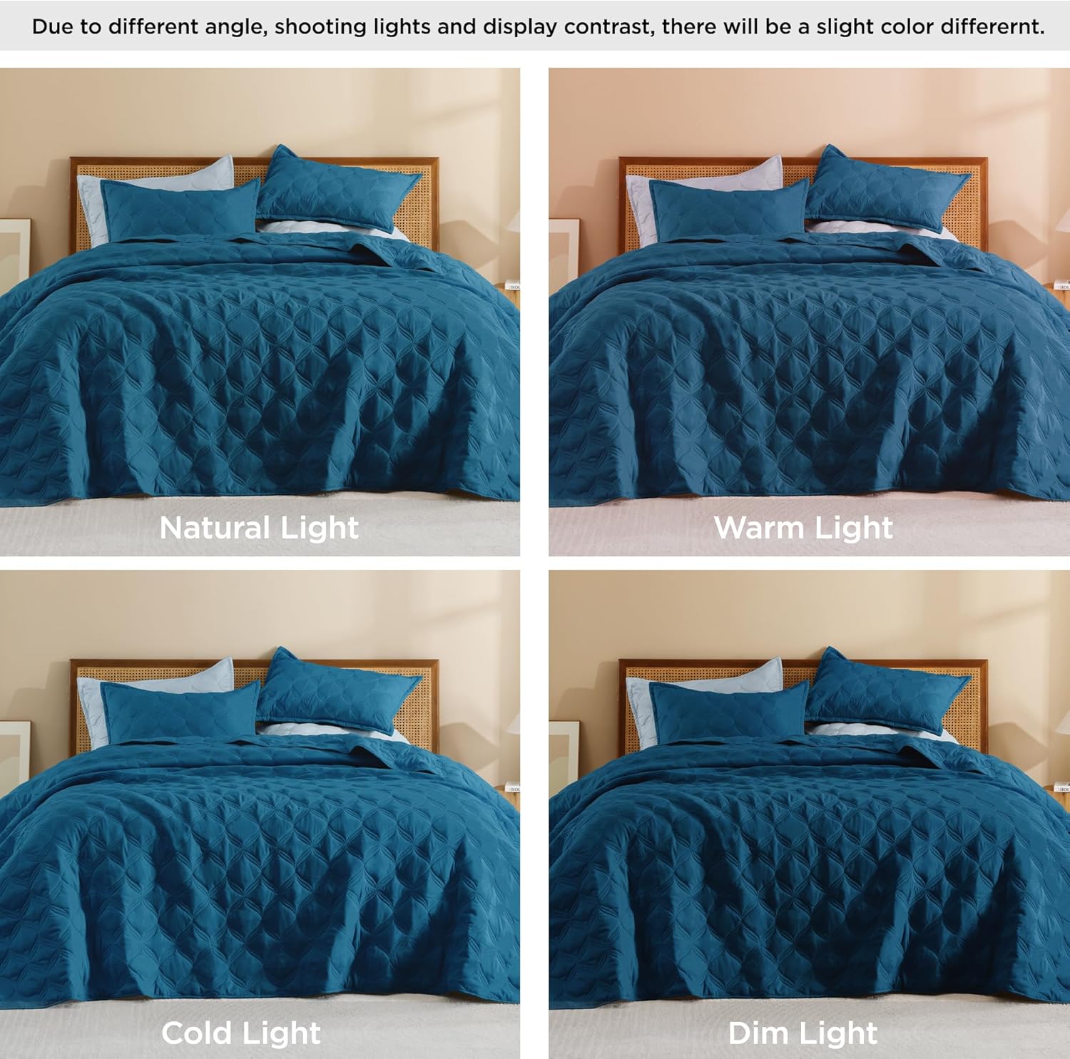 Litanika Queen Size Quilt Bedding Set Teal - Full Lightweight Comforter Bedspreads & Coverlets Turquoise - Bedding Cover Bed Decor All Season - 3 Pieces (1 Quilt, 2 Pillowcases) - Image 5
