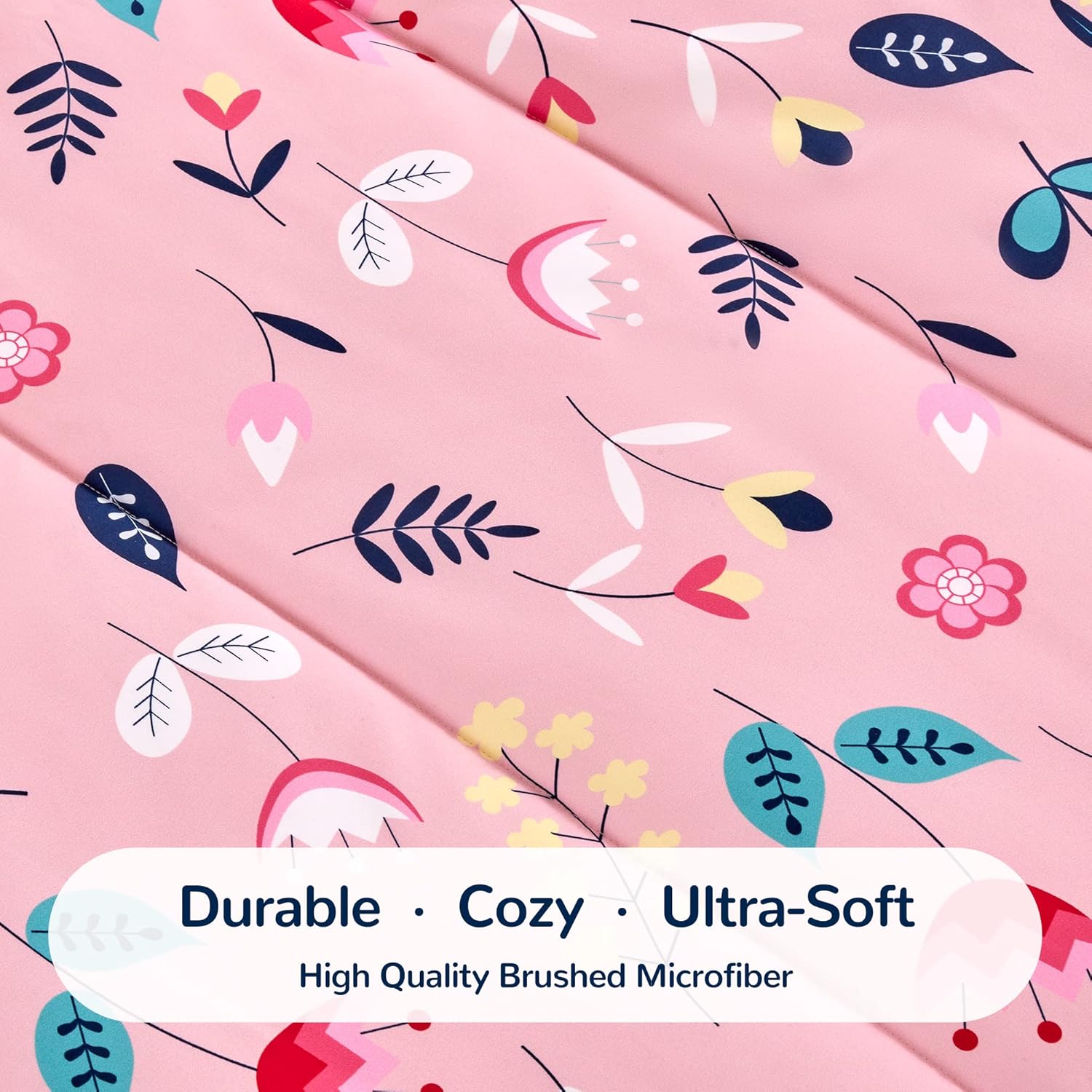 SLEEP ZONE Kids Twin Bedding Comforter Set - Super Cute & Soft Kids Bedding 5 Pieces Set with Comforter, Sheet, Pillowcase & Sham (Pink Flower) - Image 5