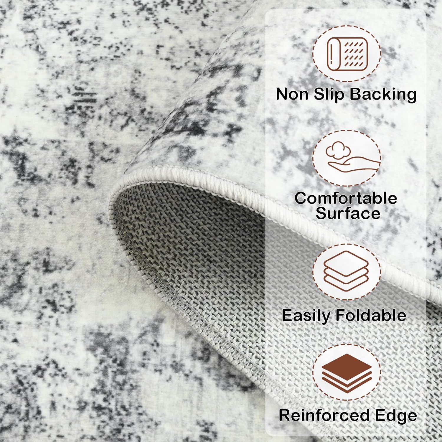 HOMORE Machine Washable Rug 6x9 Grey Rug for Living Room, Modern Neutral Rugs for Bedroom Non Slip Carpet for Kids Nursery Room, Gray Area Rugs for Dining Room Kitchen Dorm - Image 6