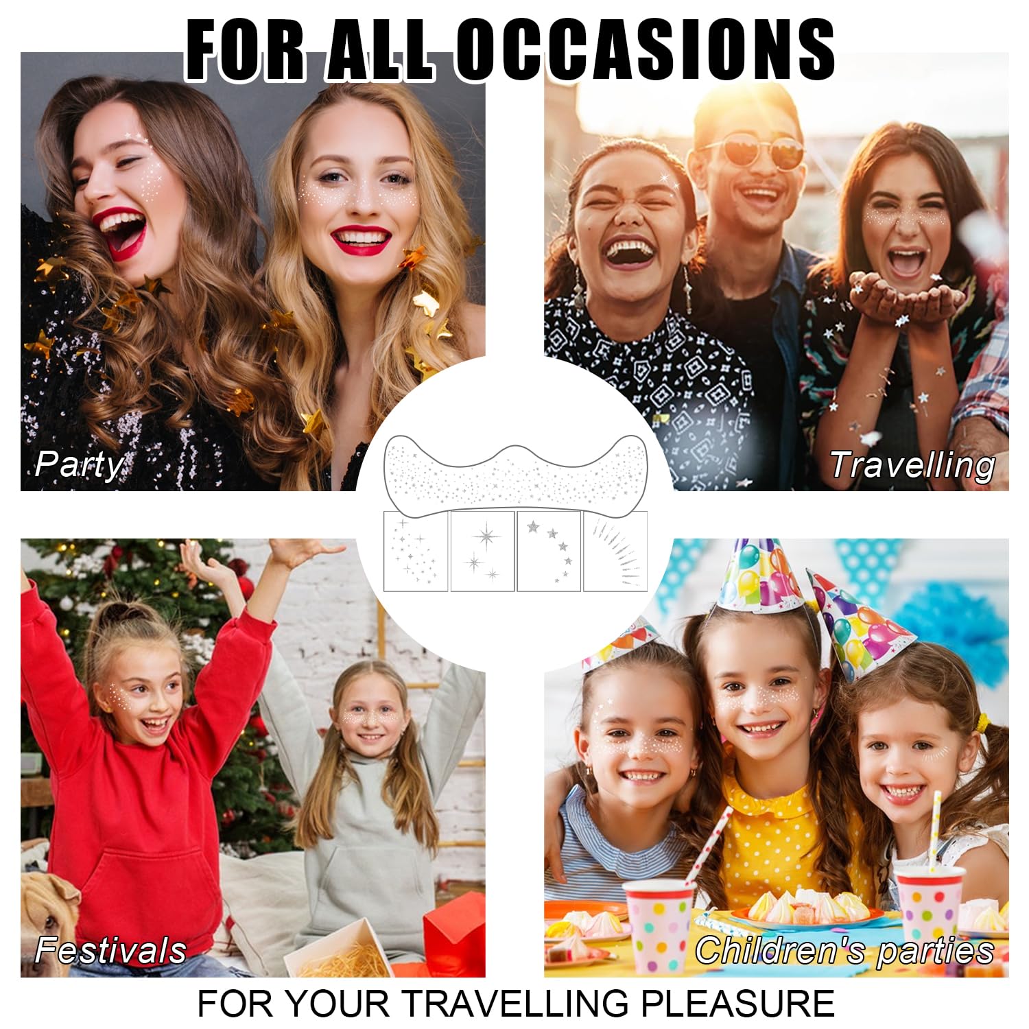 20PCS Glitter Freckles, Glitter Freckles Face Tattoo, Sparkle Freckles for Women and Kids, Cute Star Waterproof Silver Temporary Face Tattoos Glitter Glow Up Patches Makeup Patches (Silver) - Image 7