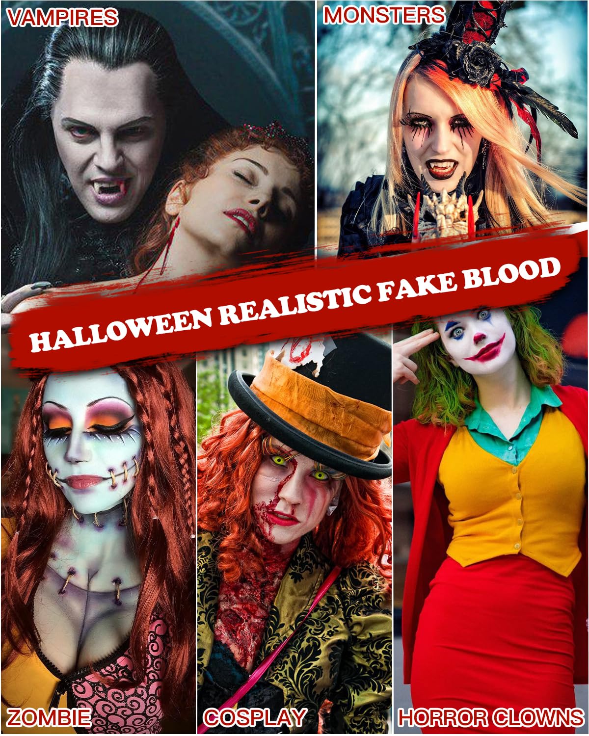 Halloween Fake Blood Makeup Kit 5.44oz, Realistic Fresh Red Faux Blood Spray Washable for Cosplay Party Zombie Vampire Monster - Image 7