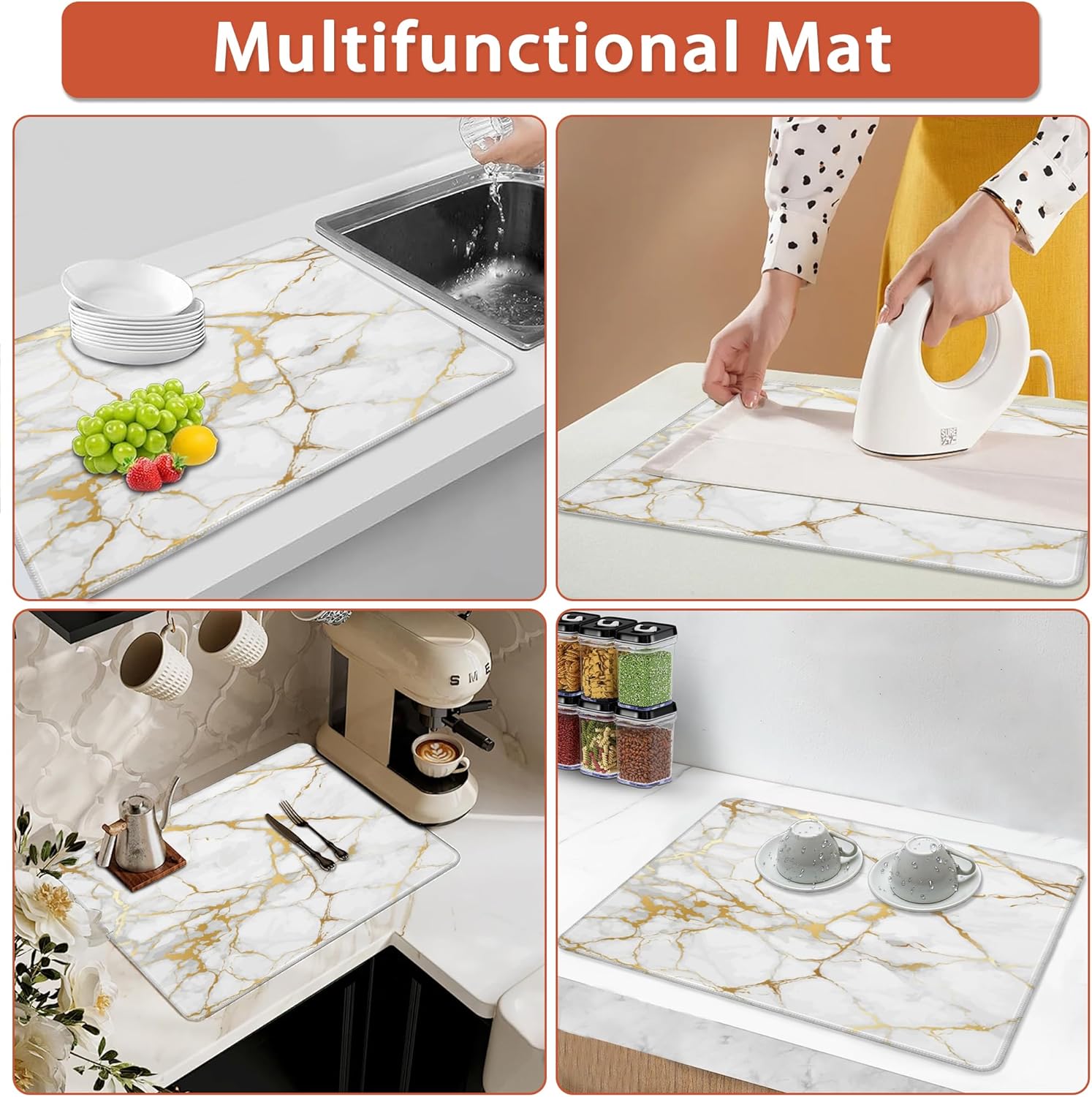 White Gold Stove Top Covers for Electric Stove,Abstract Marble Glass Cooktop Cover Protector,Anti-Slip Heat Resistant Range Cooktop Cover Mat 28"x19.5" - Image 7