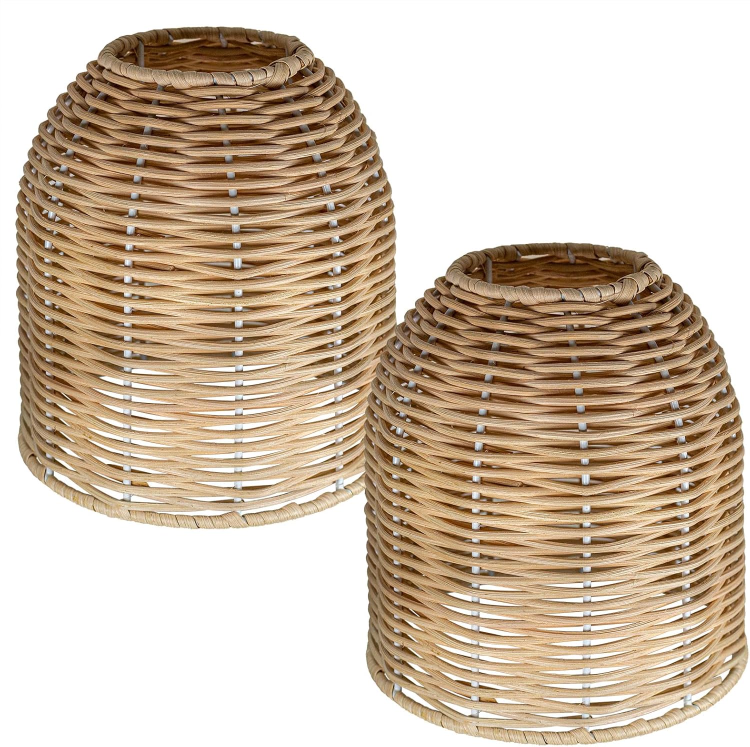 2setkuan8 Yshades 2pc Retro Rattan Lampshades – Rustic Woven Small pendant Lamp Shades – Lamp Shade Replacement for Hanging Lamp, Floor Lights,desk lamp