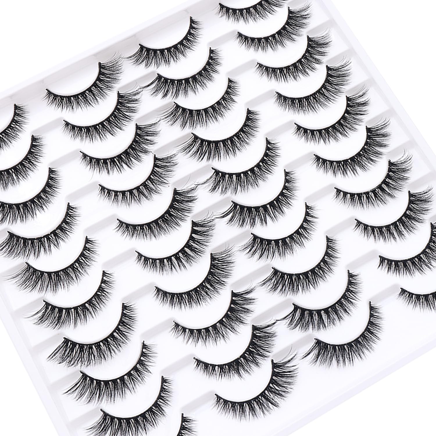 False Eyelashes 20 Pairs Wispy Lashes Faux Mink Lashes 14mm 3D Fluffy Cat Eye Lashes (style 20-061) - Image 7