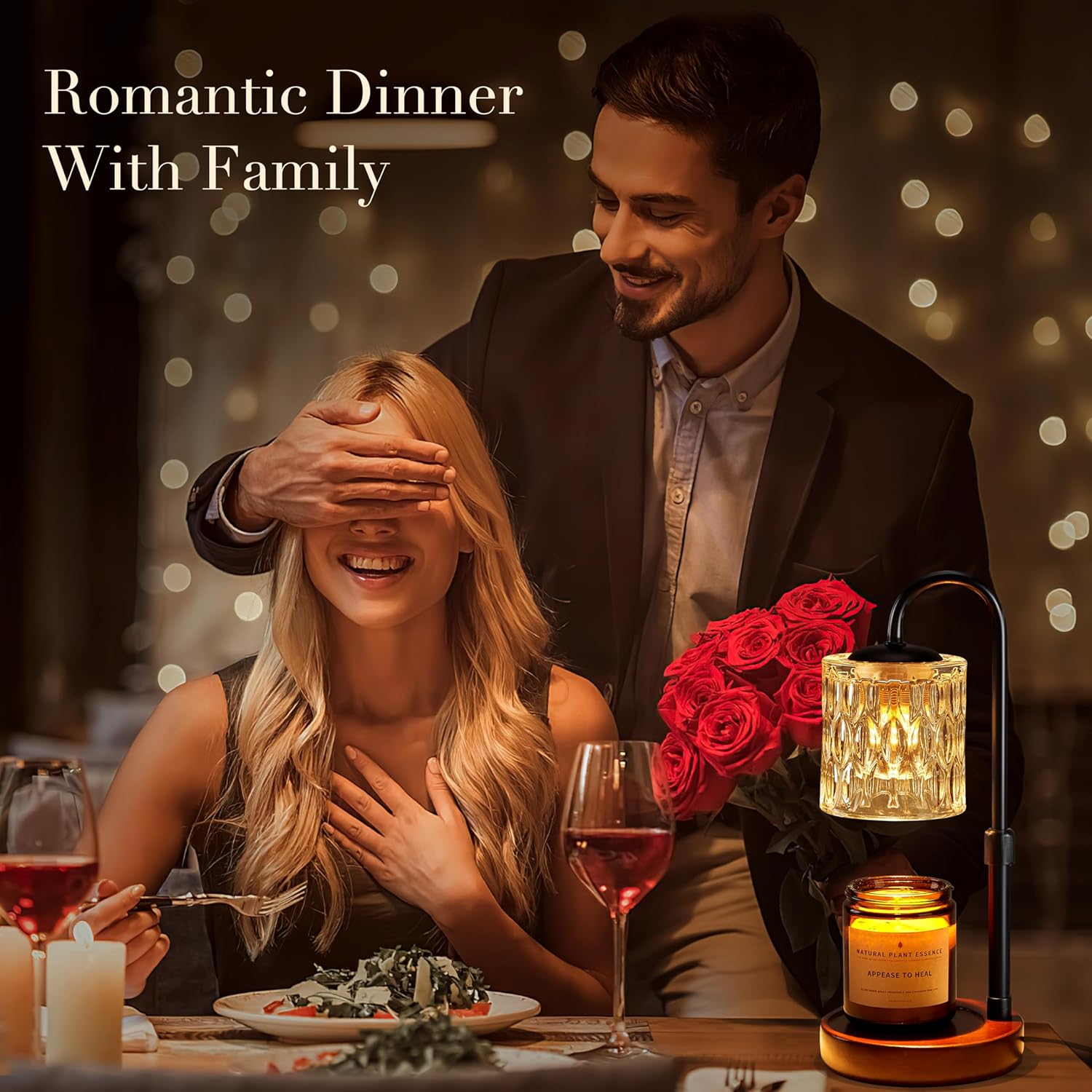 Briever Dimmable Candle Warmer Lamp with Timer, Height Adjustable Electric Candle Wax Warmer, Christmas Birthday Gifts for Women Mom, House Warming Gifts New Home Room Decor, Walnut Solid Wood Base - Image 4