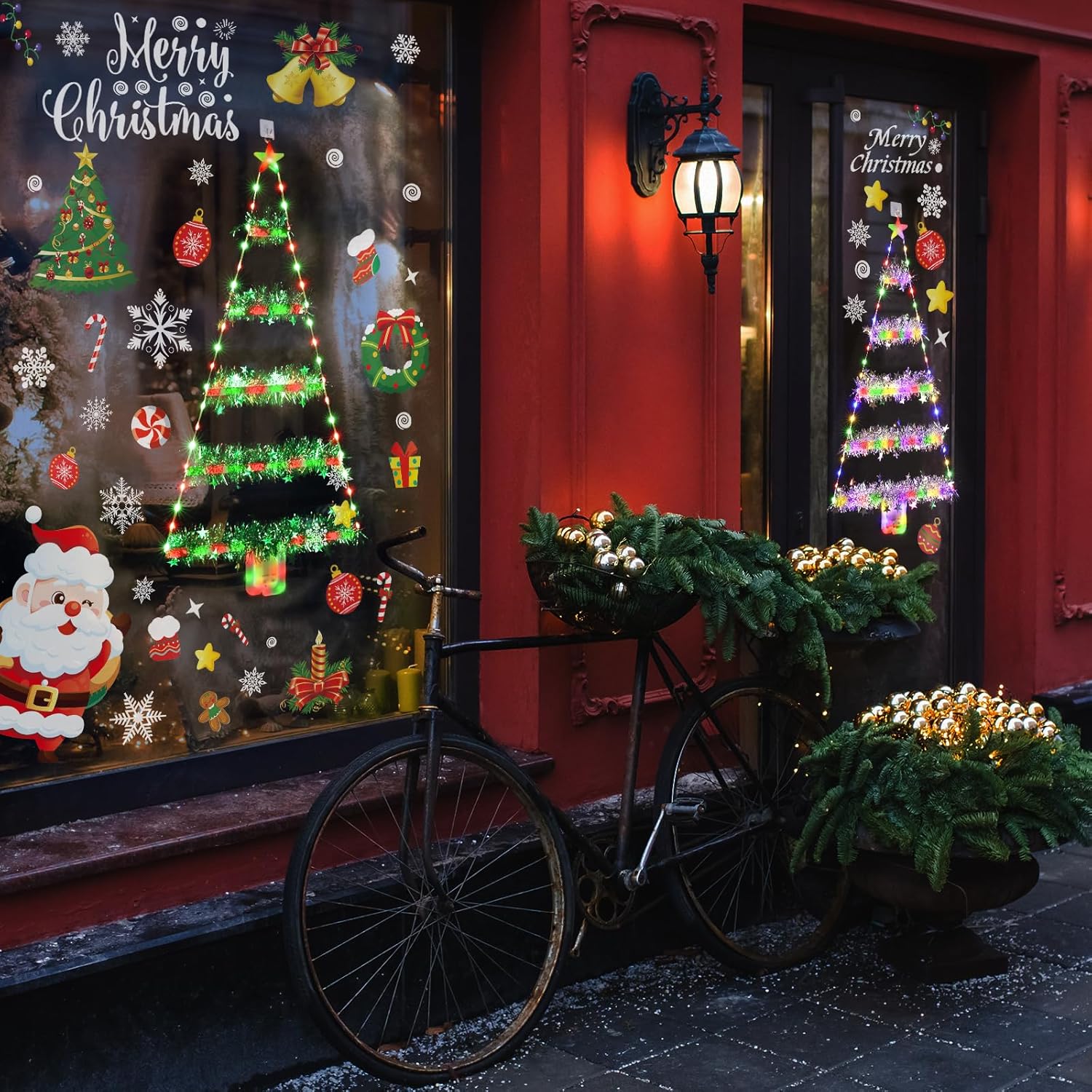 Toodour Christmas Decorations Indoor Lights, 2.65ft LED Christmas Lights, Red & Green Wall Window Hanging Light, Battery Operated Holiday Decoration for Outdoor Garden New Year Home Decor - Image 4