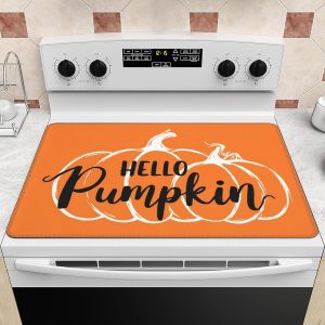 Fall Stove Top Cover for Electric Stove 28" x 20" Hello Pumpkin Glass Flat Heat-Resistant Top Stove Mat Oven Induction Cooktop Mat for Kitchen Ceramic Countertop