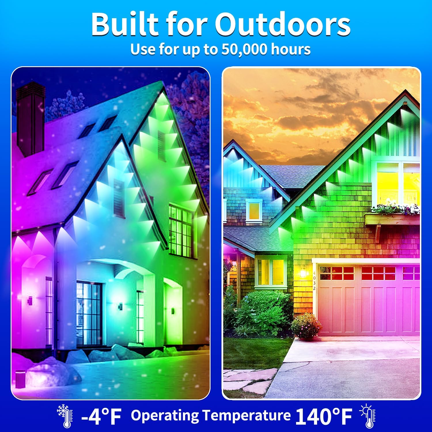 100FT Permanent Outdoor Lights - Waterproof Smart LED RGB Eaves Lights with App/Remote Control, Music Sync & DIY Scenes, Perfect for Christmas, Halloween, Parties & Daily Decor, Ideal for House Roof - Image 6