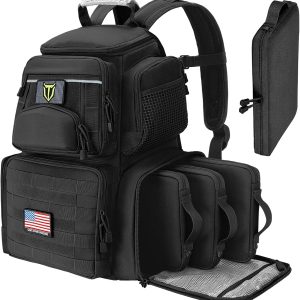 TIDEWE Tactical Range Backpack with Removable Divider, Handgun Backpack with 4 Pistol Case, Range Bag with Hard Glasses Case