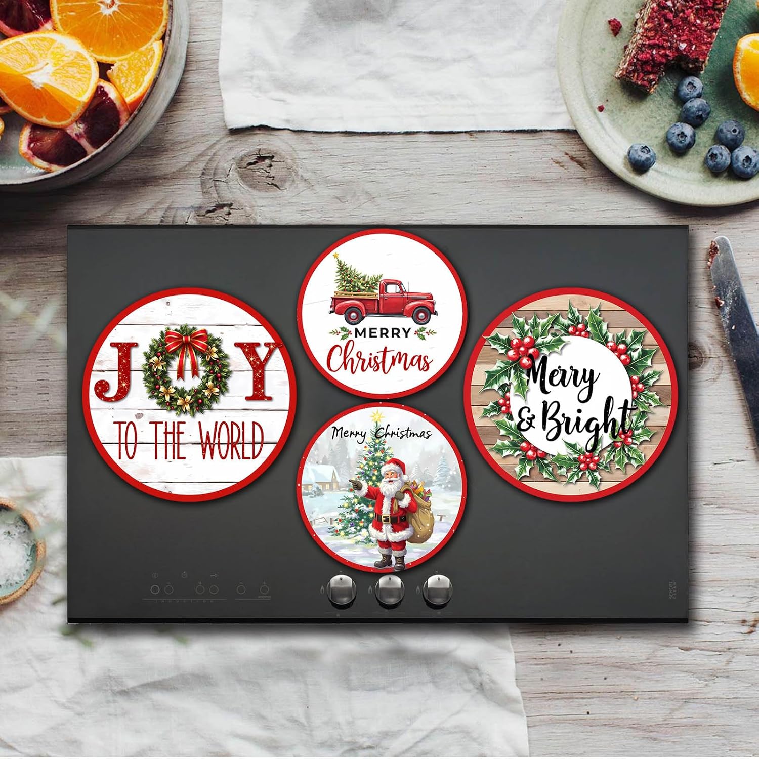 Ginger Man Snowmen Santa Electric Stove Burner Covers,Christmas Party Round Metal Stove Burner Covers, Set of 4,Stove Top Covers for Electric Stove Cooktop Decorative Home Kitchen Decor Holiday - Image 2