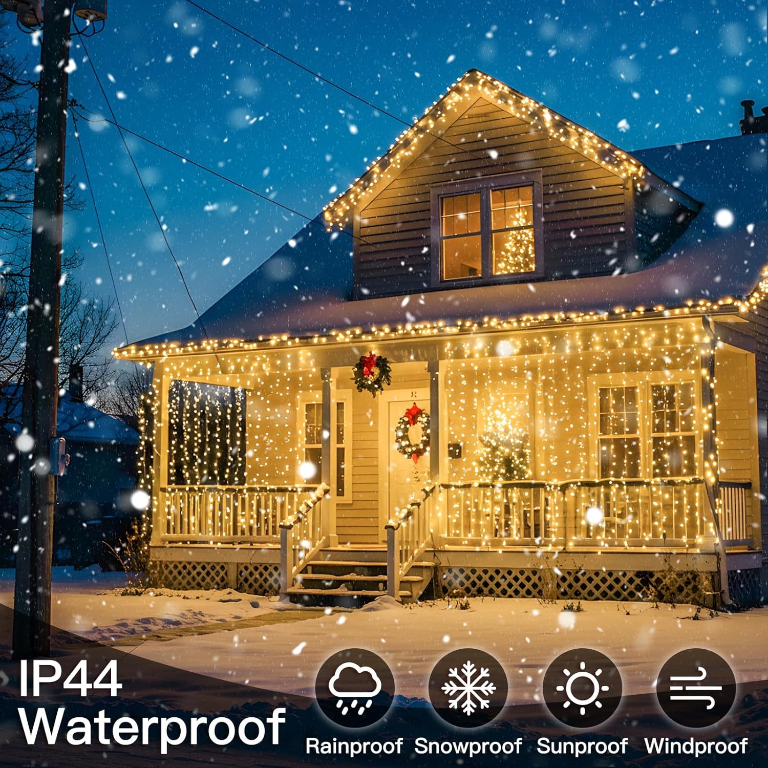 suddus Curtain Lights for Bedroom, 300 Led 9.8x9.8ft Hanging String Lights Outdoor, Fairy Curtain Lights Indoor for Christmas, Dorm, Wall, Backdrop, Window, Wedding, Party, Birthday Decor, Warm White - Image 5