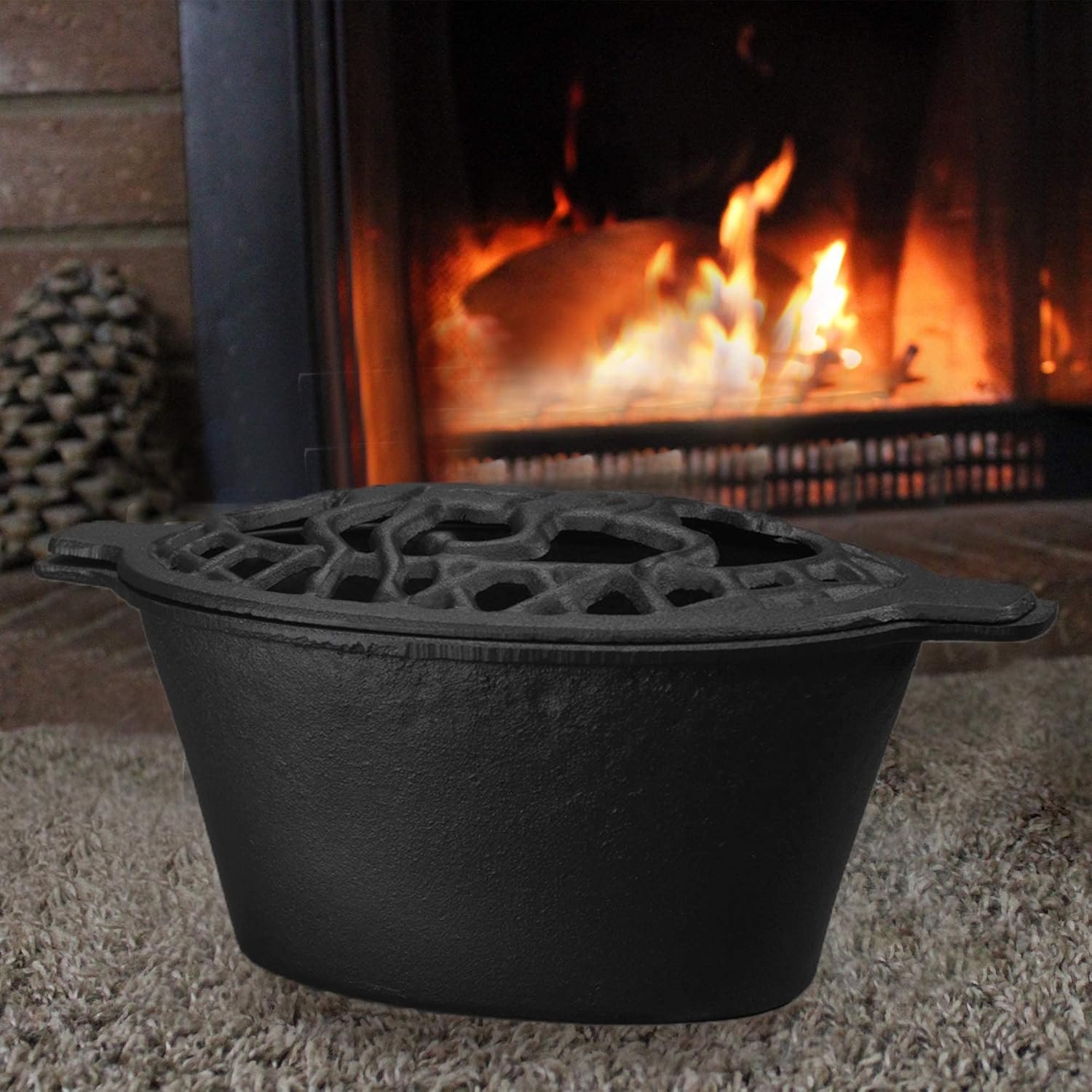 Fire Beauty Woodstove Steamer Stove Humidifier Cast Iron Lattice Top Rust Resistant 2.3 Quart Capacity (horse) - Image 8