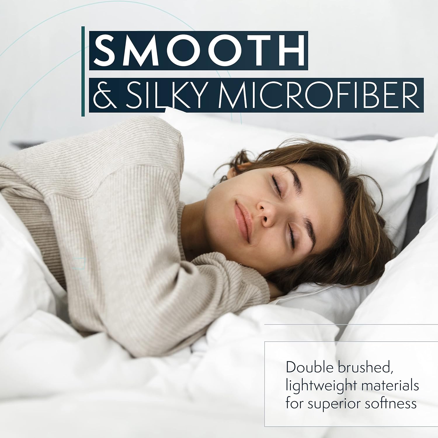 HC COLLECTION Bed Sheets Set King with 2 Pillowcases, Hotel Luxury Platinum 1800 Series Brushed Microfiber Sheet w/Deep Pocket, Ultra Soft Lightweight 4 Pcs Linen Bedding for Hot Sleepers, White - Image 4