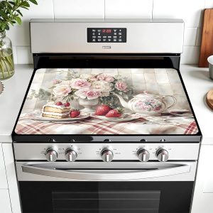 Multi-Design Stove Cover for Glass/Electric Stoves - 3-in-1 Heat-Resistant Protector Mat, Non-Slip Drying Rack 28"x20"