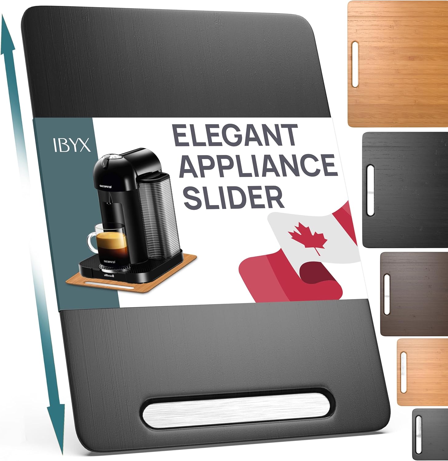 Ibyx Elegant Sliding Tray for Your Coffee Maker & Heavy Kitchen Appliances – Sturdy, Slides Easily from Under The Cabinet (Black, 9.5”W x 14”D)