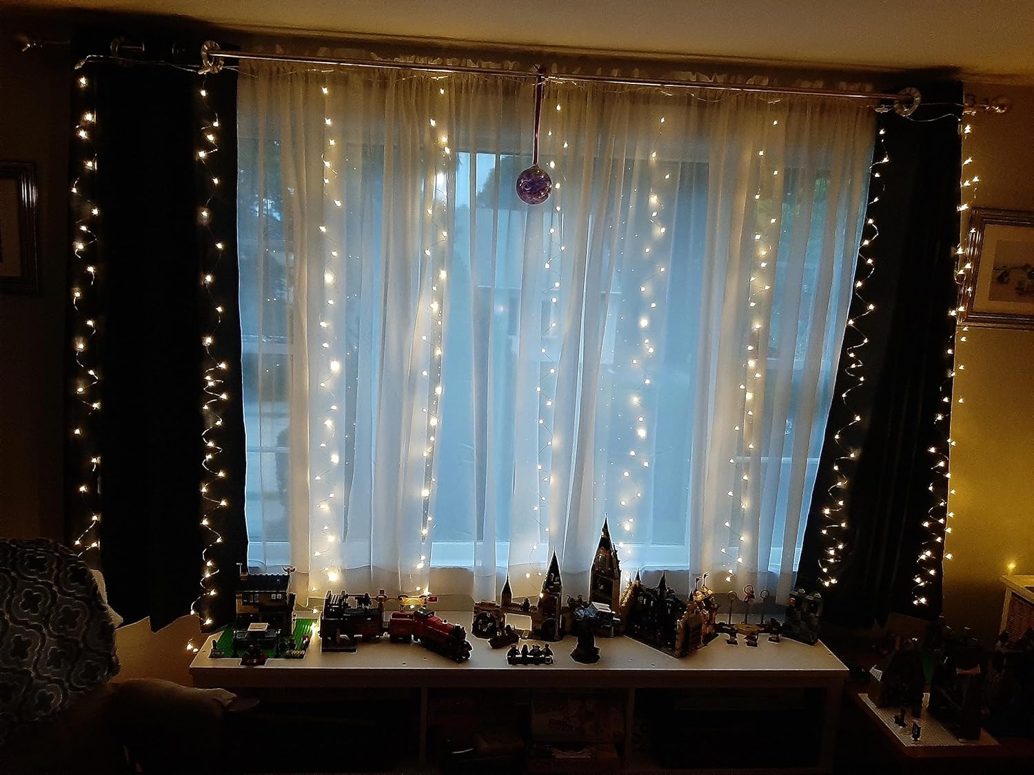 Honche 300Led Fairy Curtain String Lights 10x10ft with Remote Window Lights for Bedroom Wedding Party Festive Season Propose Christmas Decoration(Warm White) - Image 6