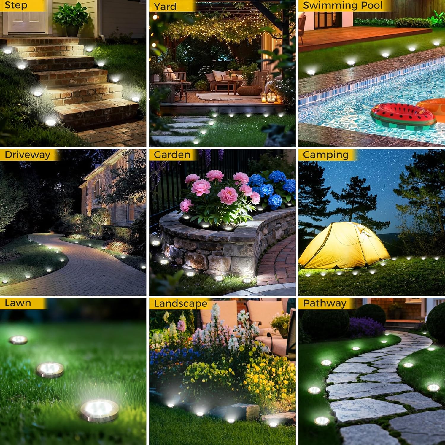 6 Pack Solar Ground Lights Outdoor, Solar Powered Disc Lights for Outside, IP65 Waterproof Anti-Rust Flat Disk Light, Small Landscape Lighting for Pathway Garden Yard Walkway Driveway Lawn,Cool White - Image 7