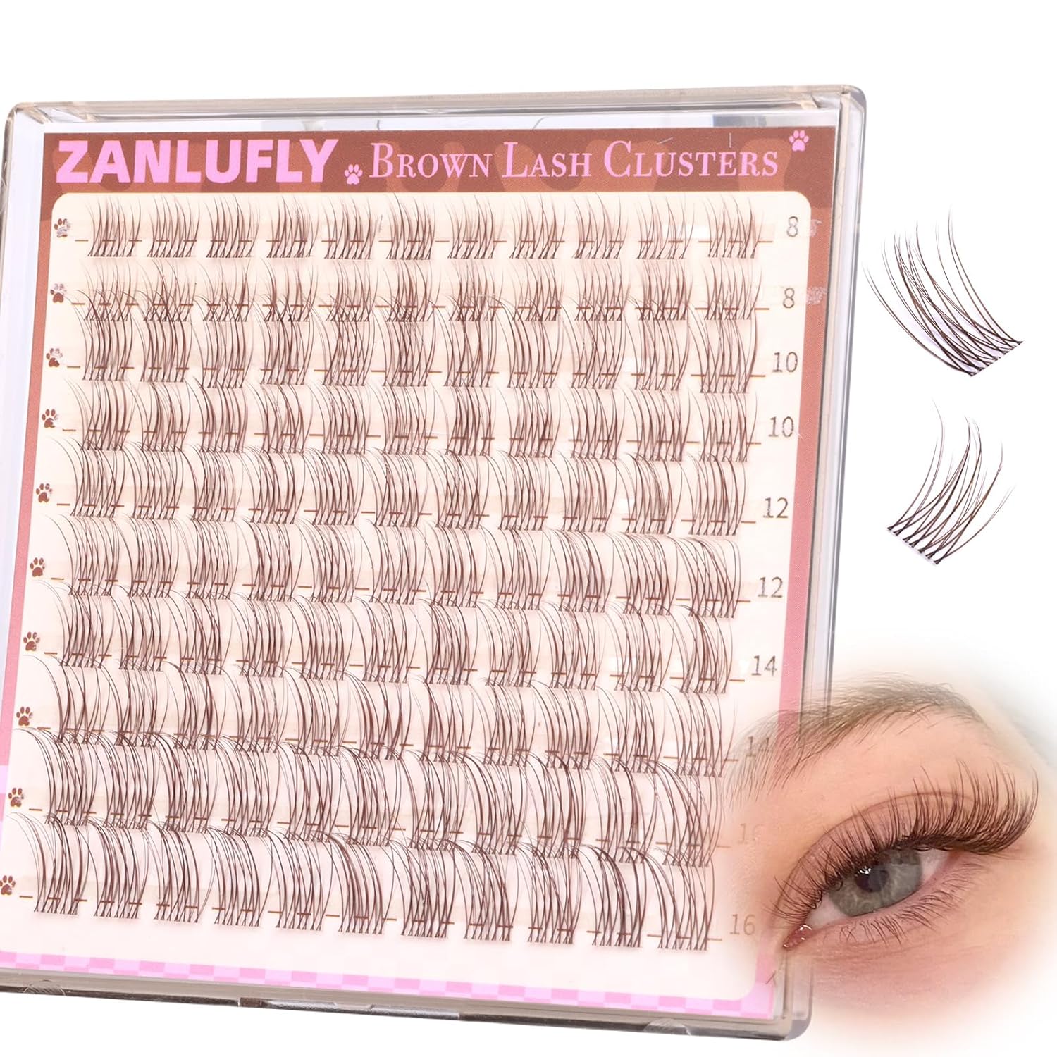 Brown Lash Clusters Natural Eyelash Clusters Invisible Band Brown Lash Extension C Curly Dark Brown Wispy Lash Extension DIY Individual Eyelash Extension by zanlufly - Image 6