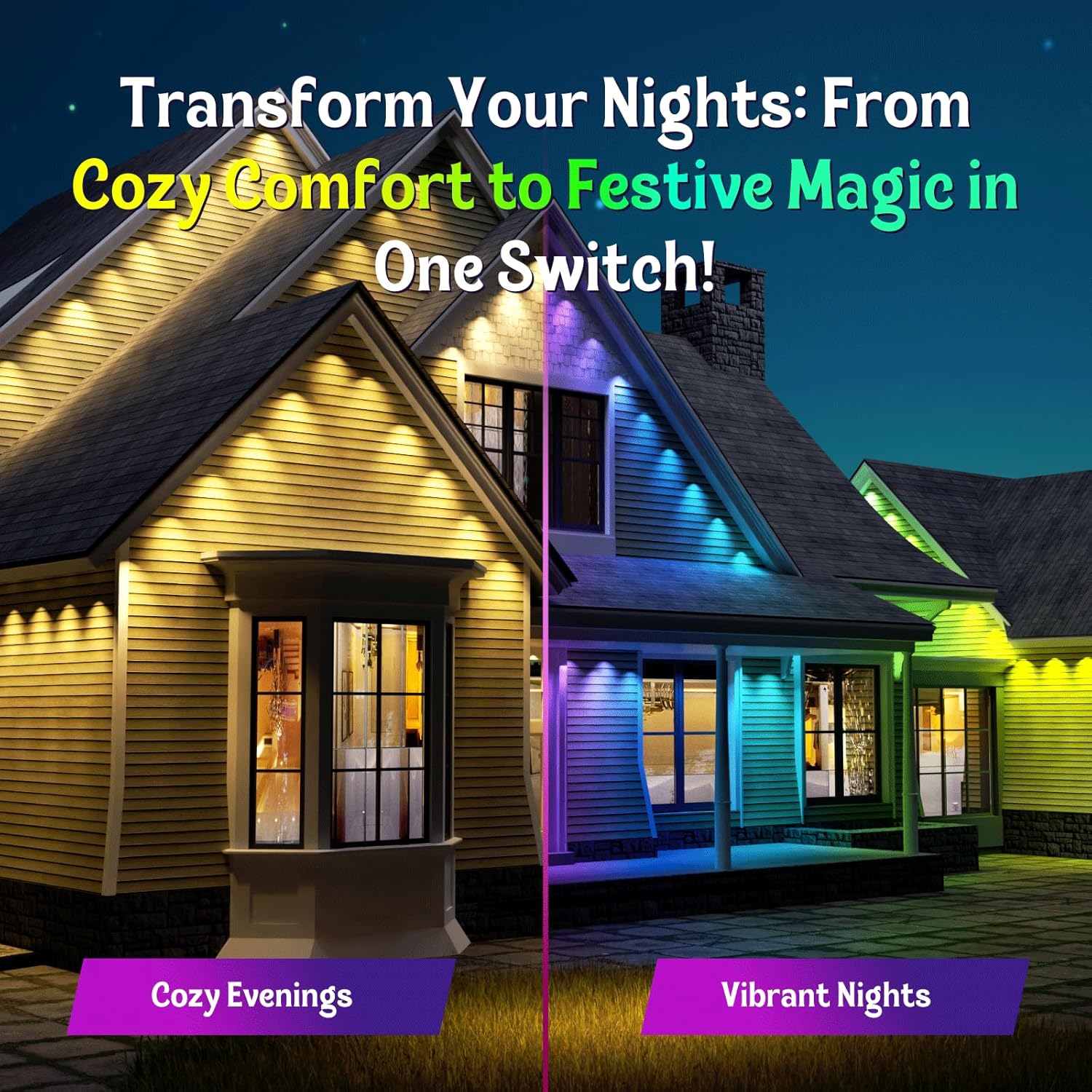 ISOPHO Permanent Outdoor Lights, Smart RGB String Lights with 75 Scene Modes, 100ft Eaves LED Light, Waterproof IP67, Applicable to All Holidays, Parties, Halloween, Christmas, App & Remote Control - Image 3