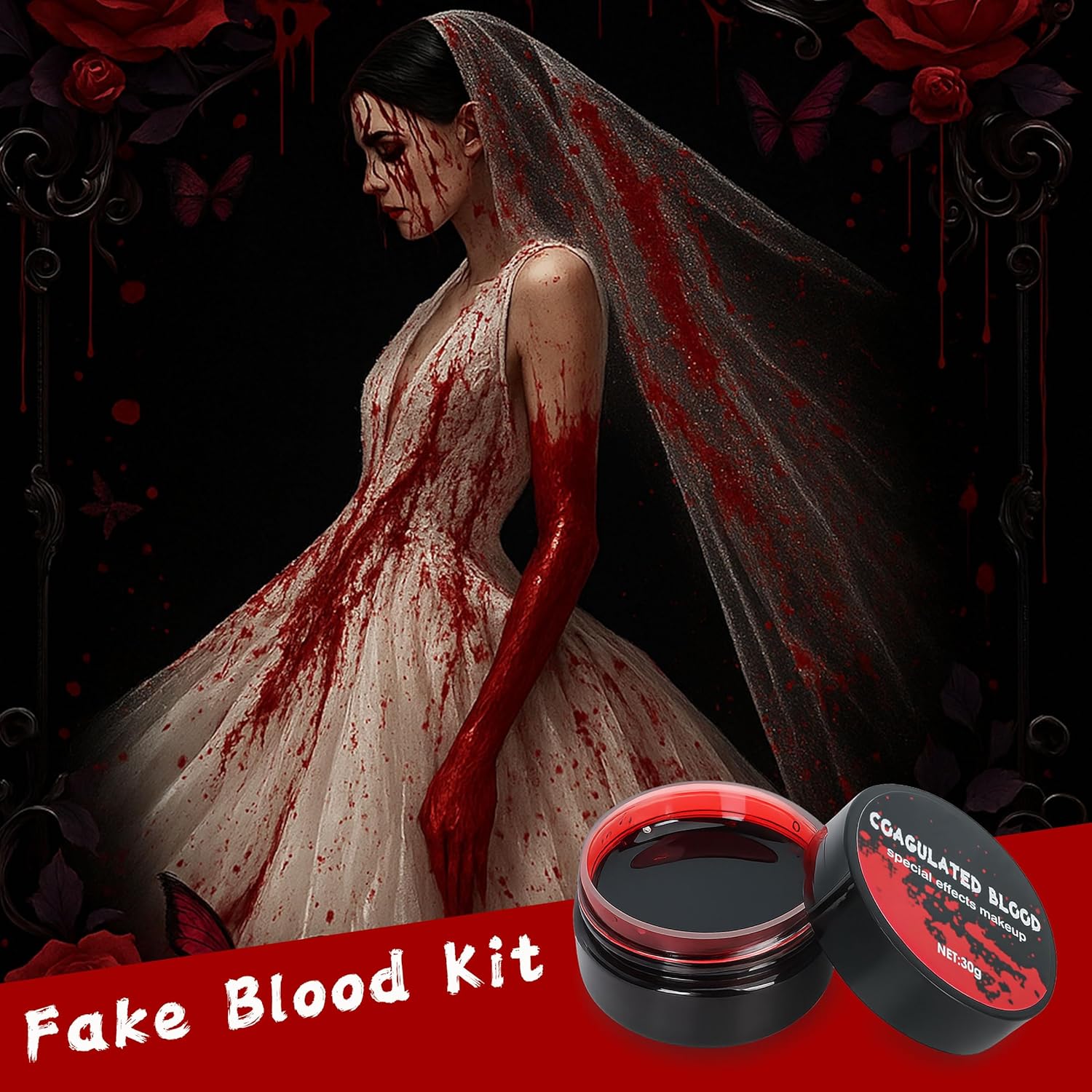 3PCS Halloween Fake Blood Makeup Kit - Coagulated 1.06oz + Spray 1.76oz + Dripping 1.76oz , Realistic Washable SFX Makeup for Zombie Costumes , Perfect for Spooky Season - Image 5