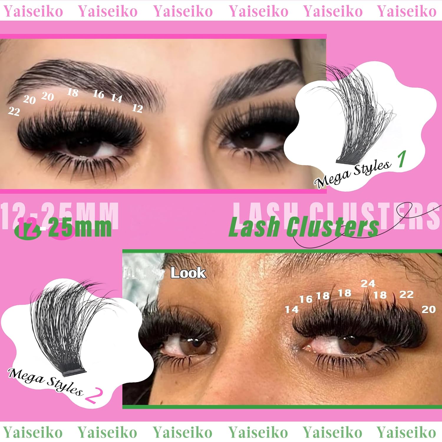 Lash Clusters Kit 100D+200D Thick Volume Eyelash Clusters Kit 12-25mm Wispy Individual Lashes D Curl Long Cluster with Lash Bond and Seal Waterproof DIY Lash Extension Kit(KIT-280PCS) - Image 3
