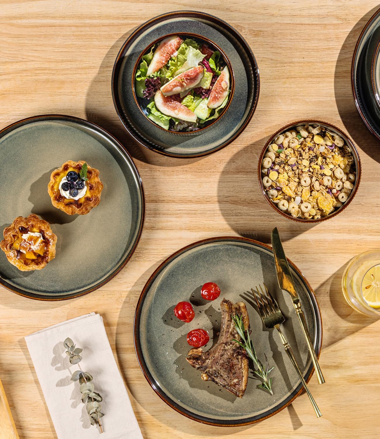 TheTerra Ceramic Dinnerware Sets for 6, 18 Pieces Porcelain Lightweight Speckled Plates and Bowls Sets, Scratch Resistant Dish Set, Oven & Microwave & Dishwasher Safe, Coca Mocha - Image 3