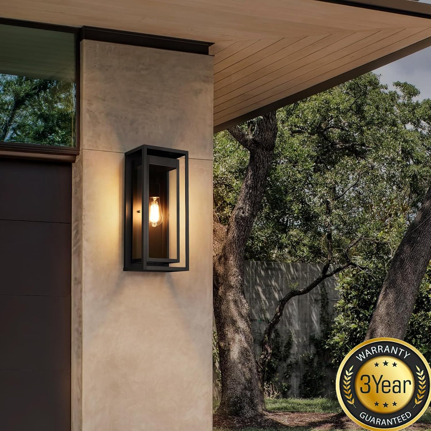 19" Outdoor Wall Lights, 2 Pack Large Size Matte Black Outdoor Sconce Lights with Clear Glass Shade, Waterproof Porch Lighting Exterior Light Fixture for Front Door, Garage - Image 9